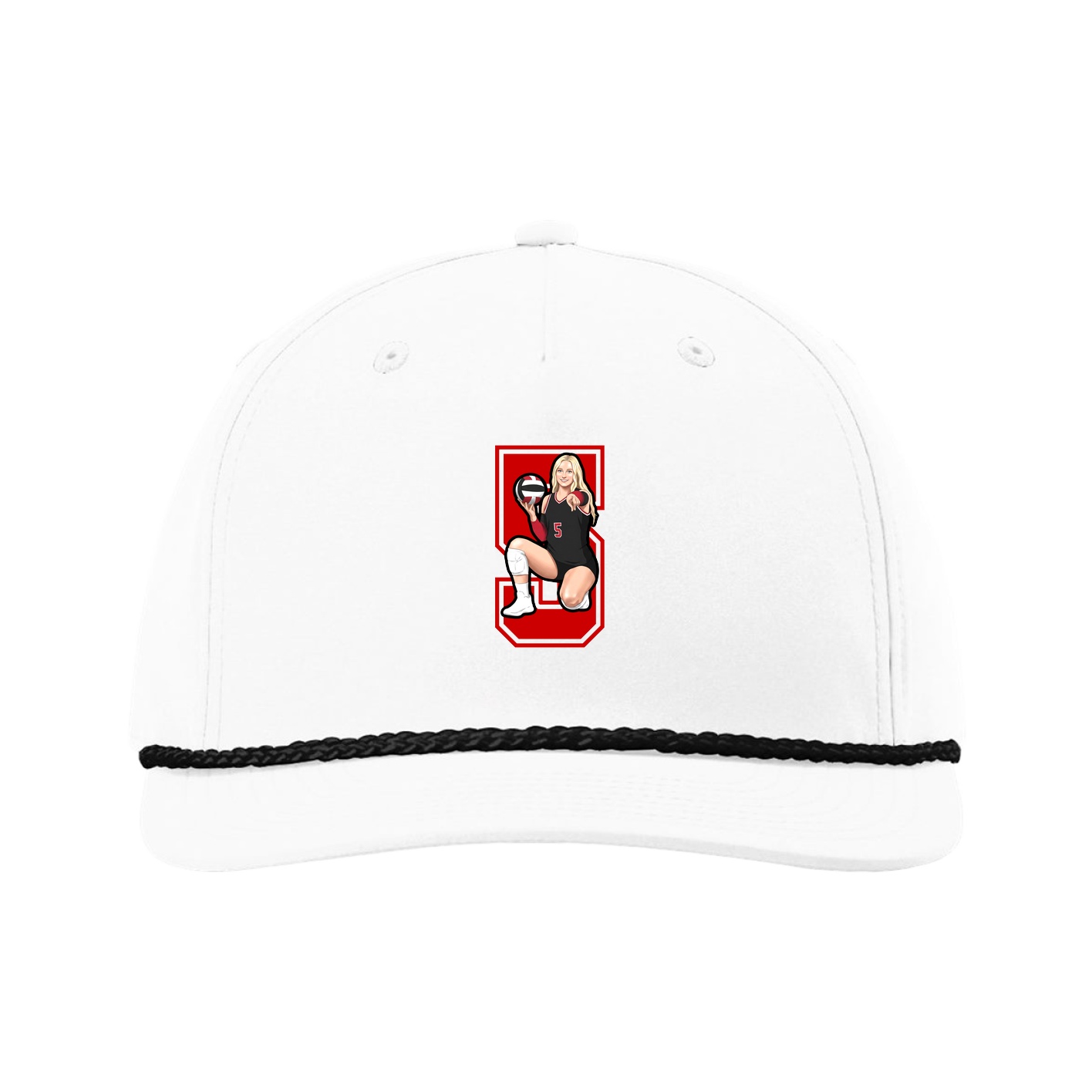 Five-Panel Classic Rope Cap — Number in White