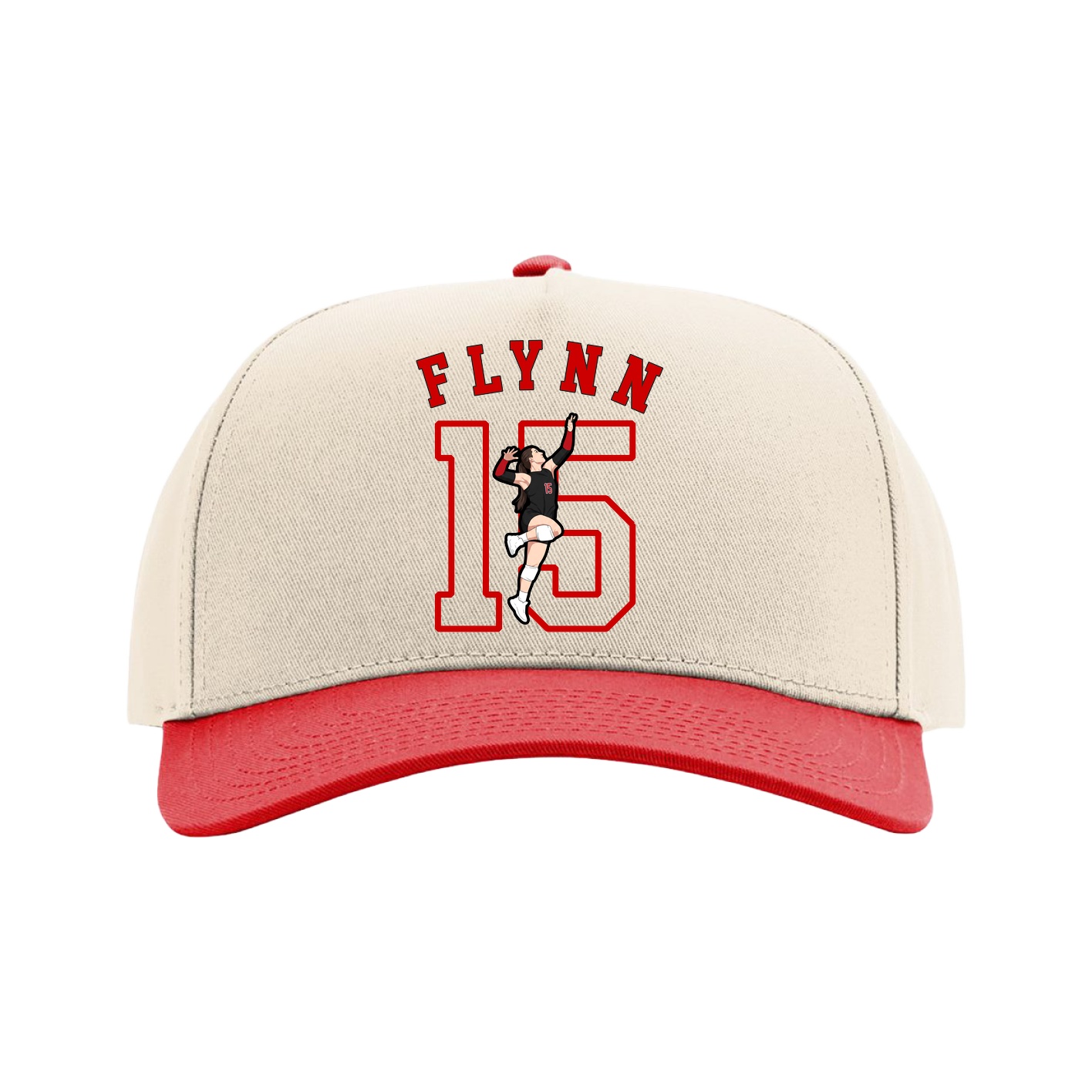 Full Fabric Five-Panel Champ Cap — Shirsey Arch in Cream/Red