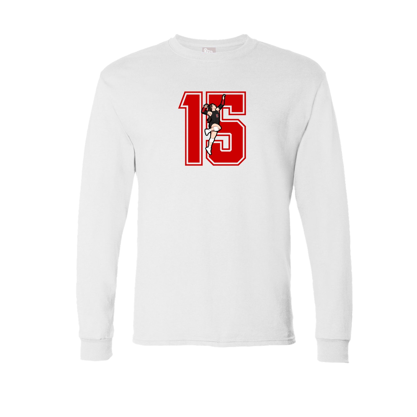 Long Sleeve Tee — Number in White