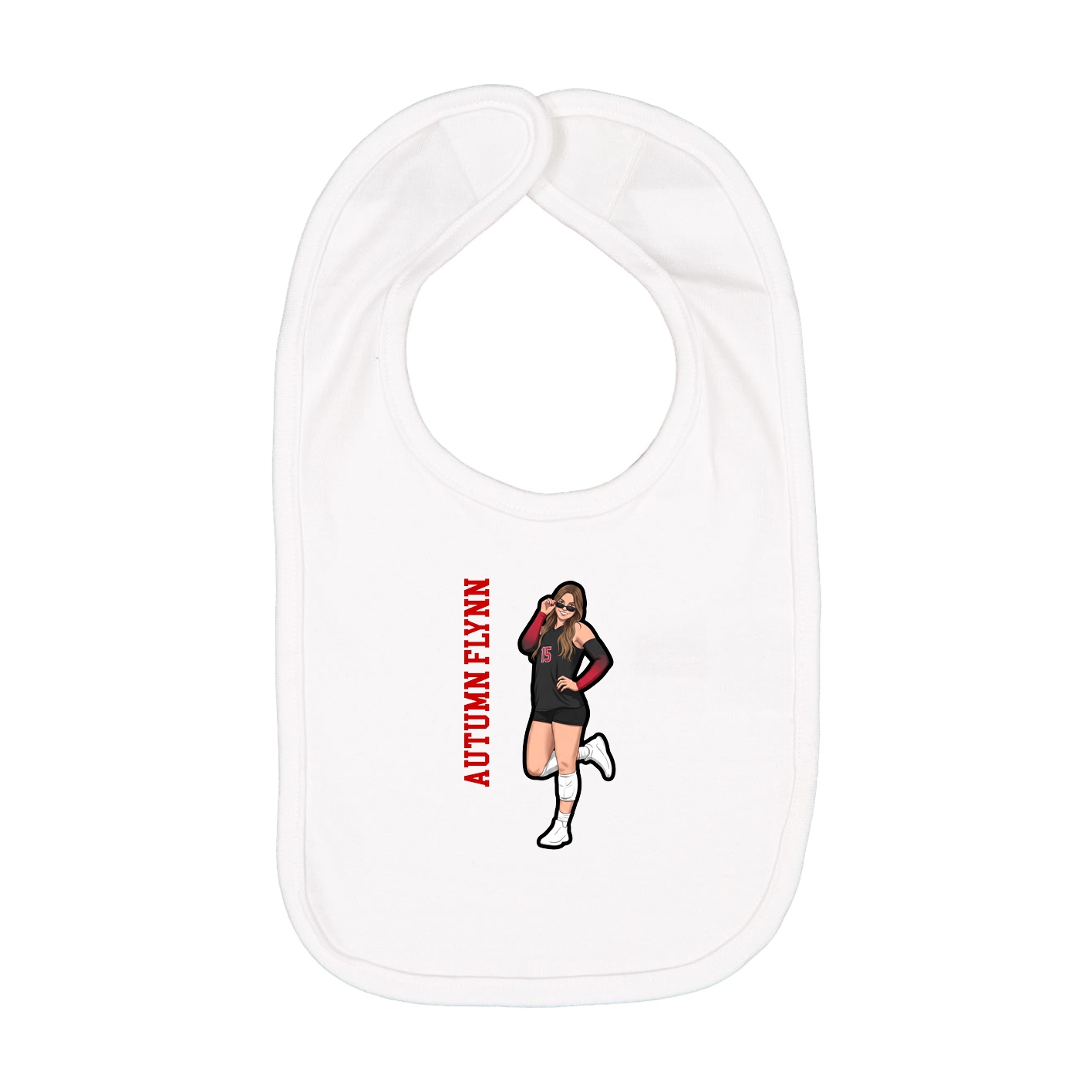 Infant Bib — Name Vertical in White