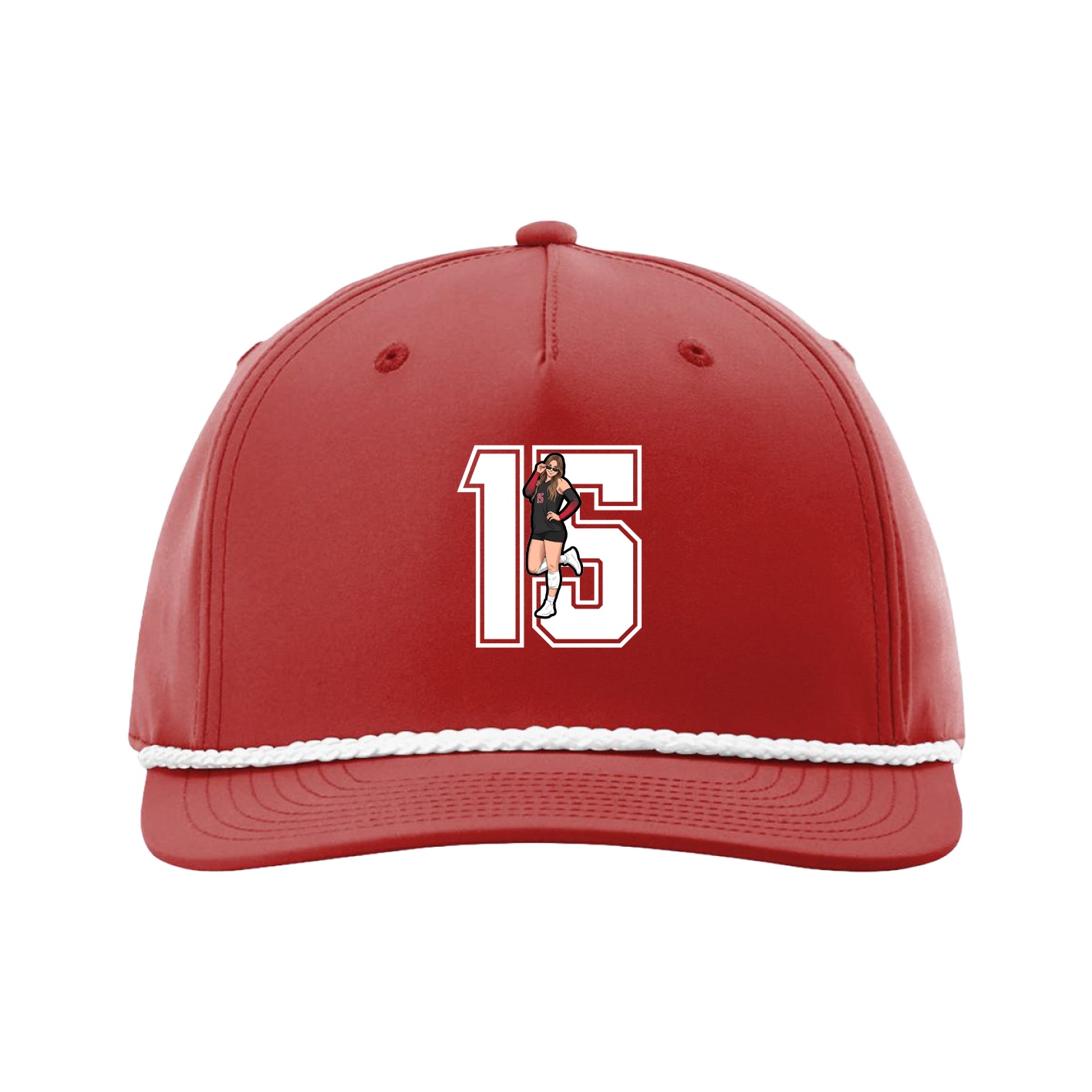 Five-Panel Classic Rope Cap — Number in Red