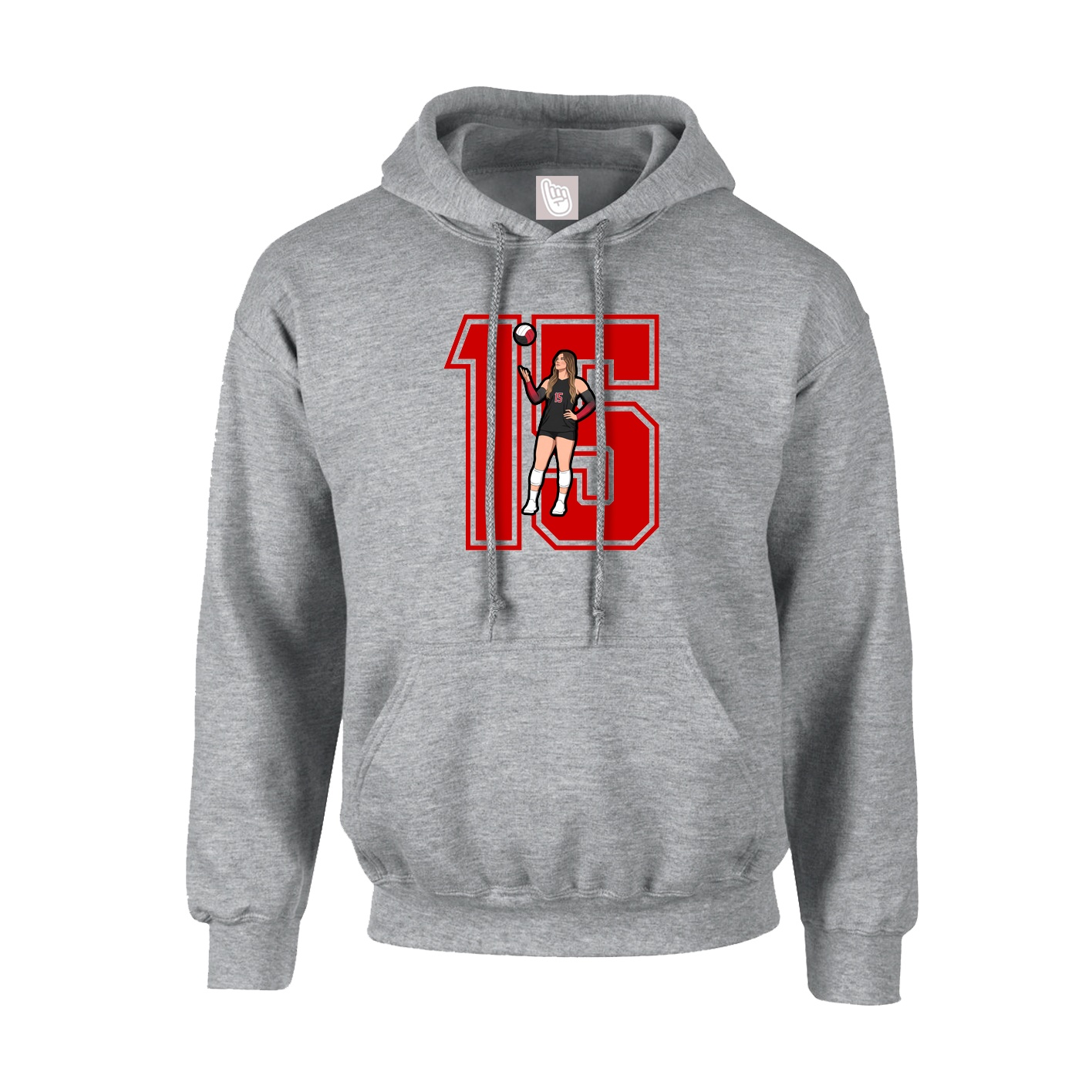 Youth Hoodie — Number in Grey