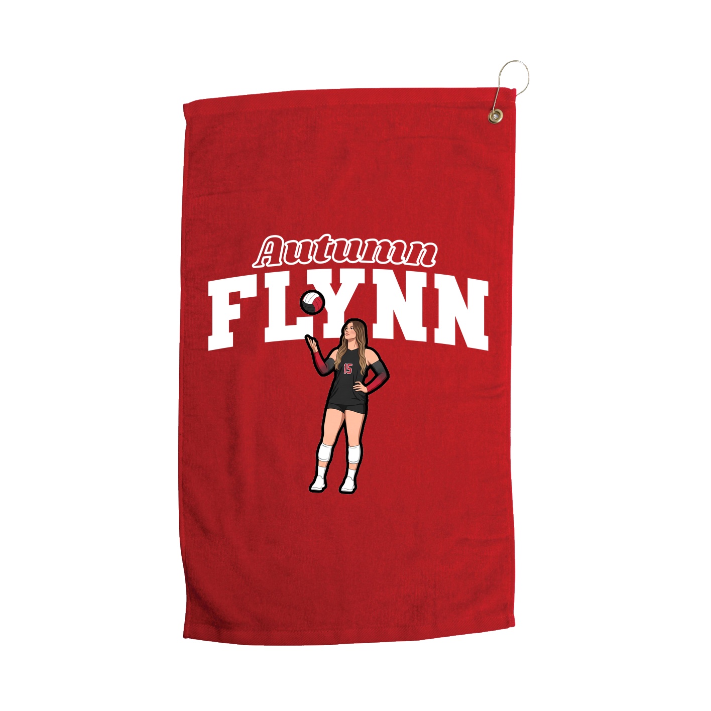 Golf Towel — Name Arch in Red