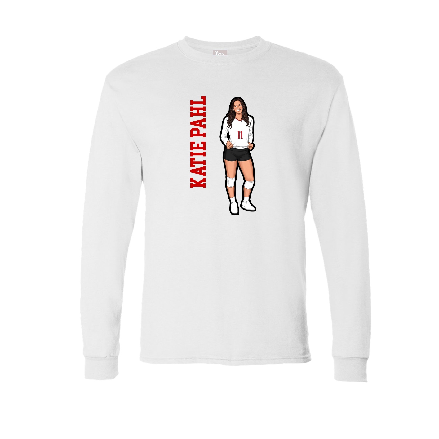 Long Sleeve Tee — Name Vertical in White
