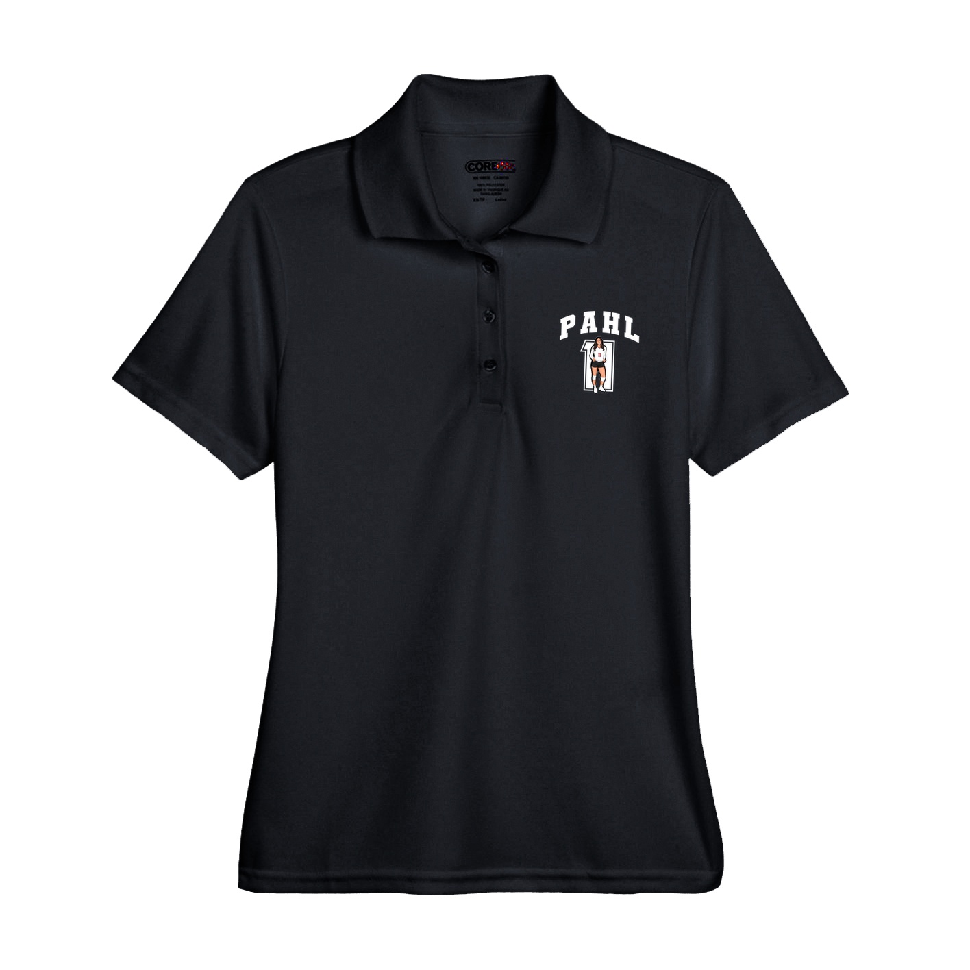 Womens Performance Polo — Number in Black