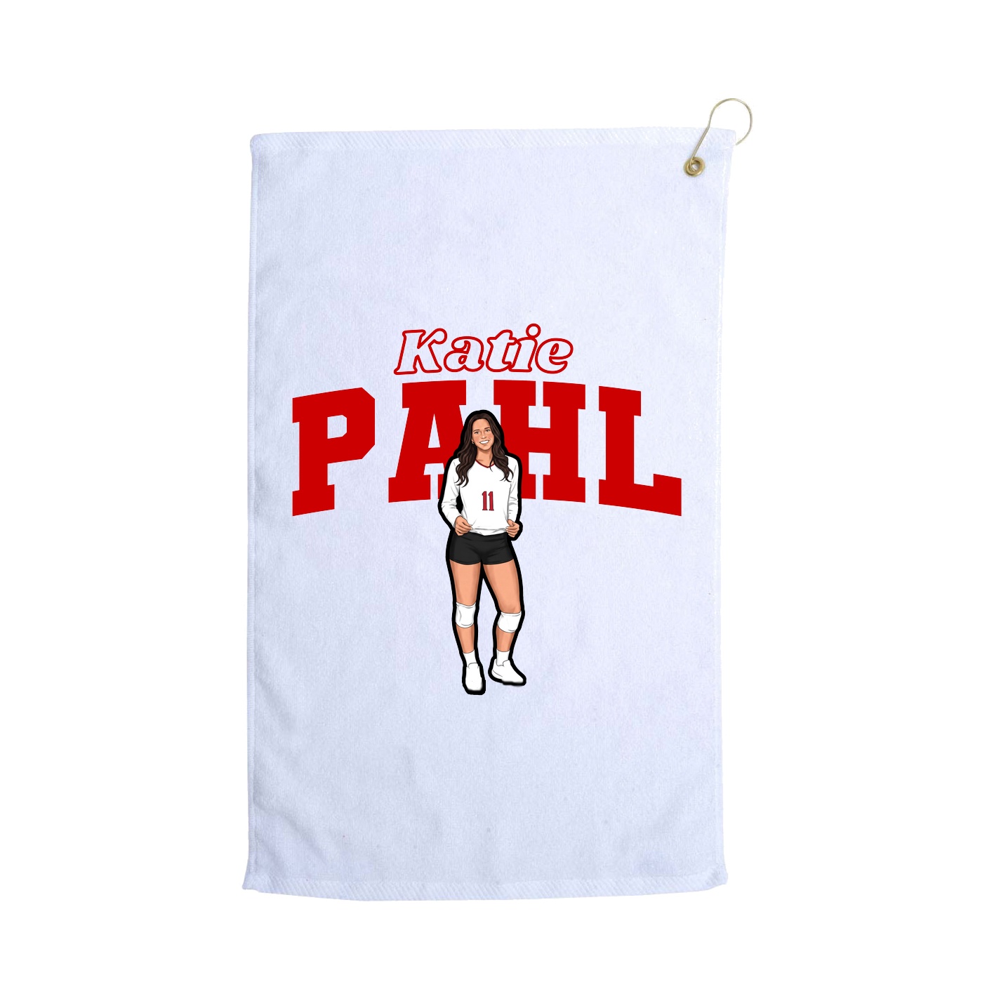 Golf Towel — Name Arch in White