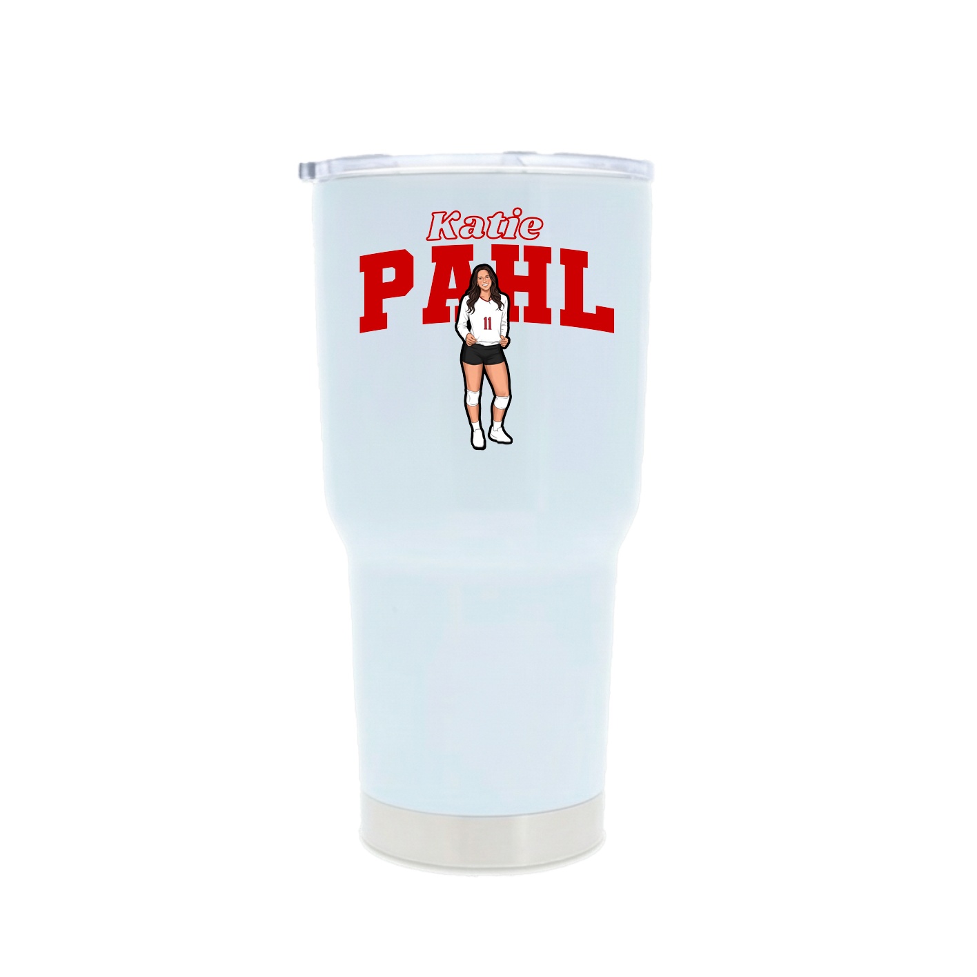 30oz Stainless Steel Tumbler — Name Arch in White