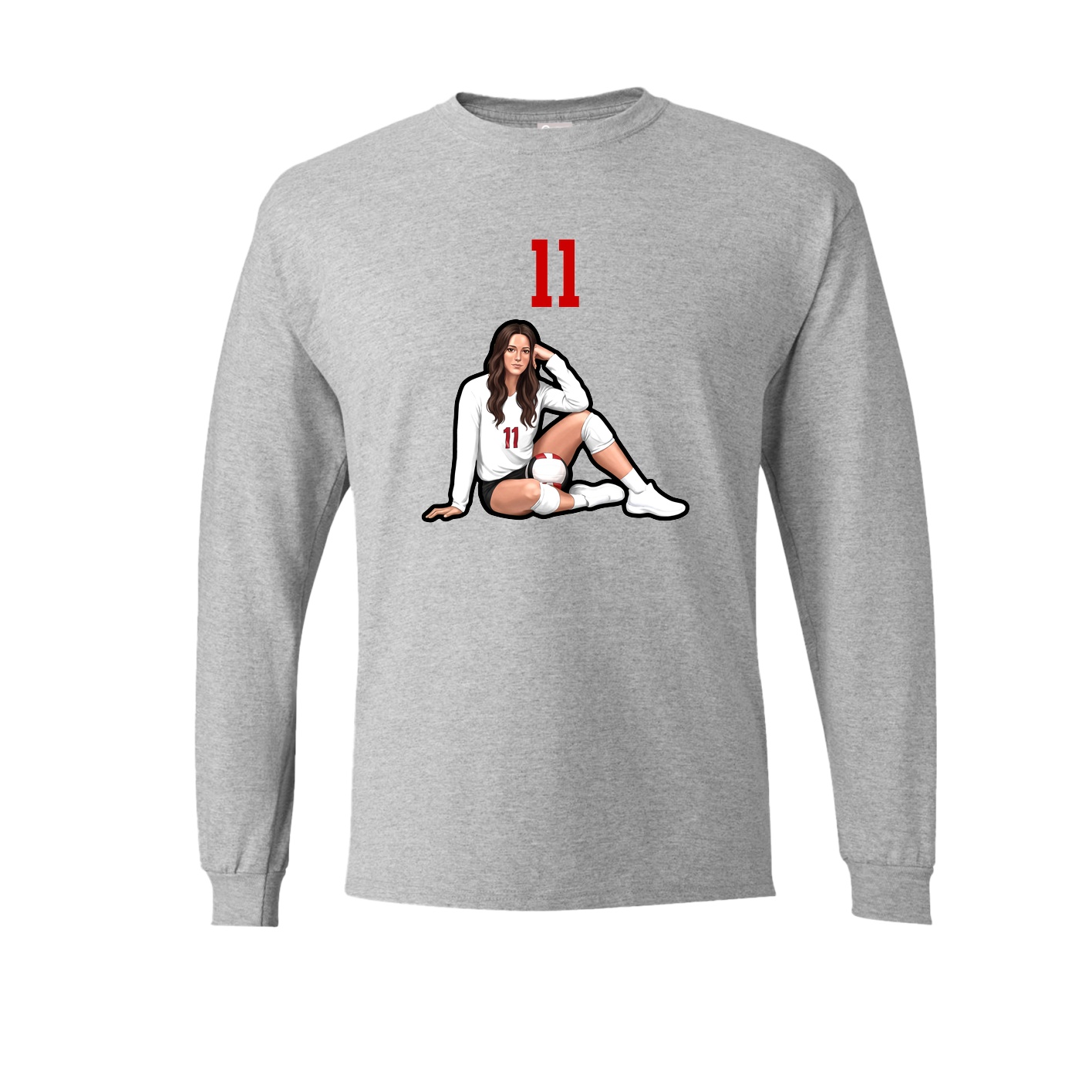 Long Sleeve Tee — Number Top in Grey