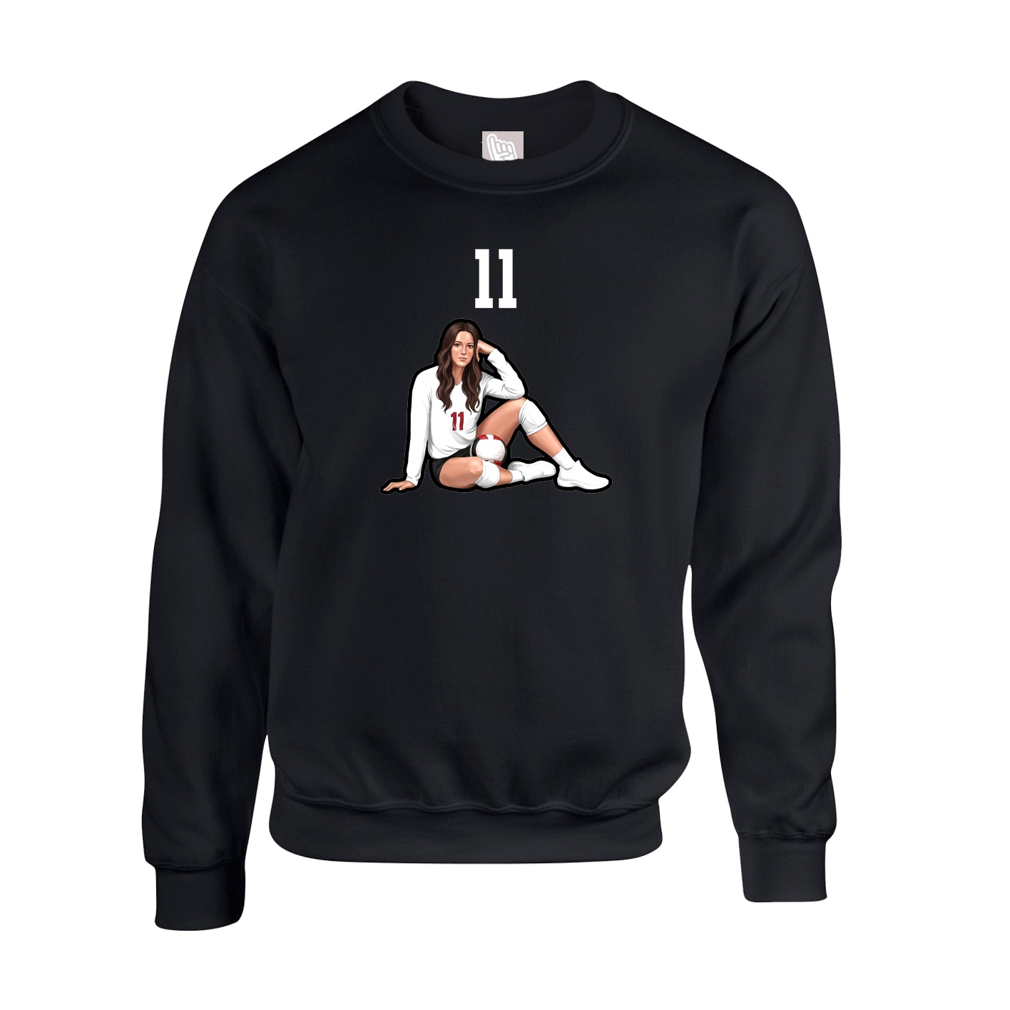 Fleece Crew — Number Top in Black
