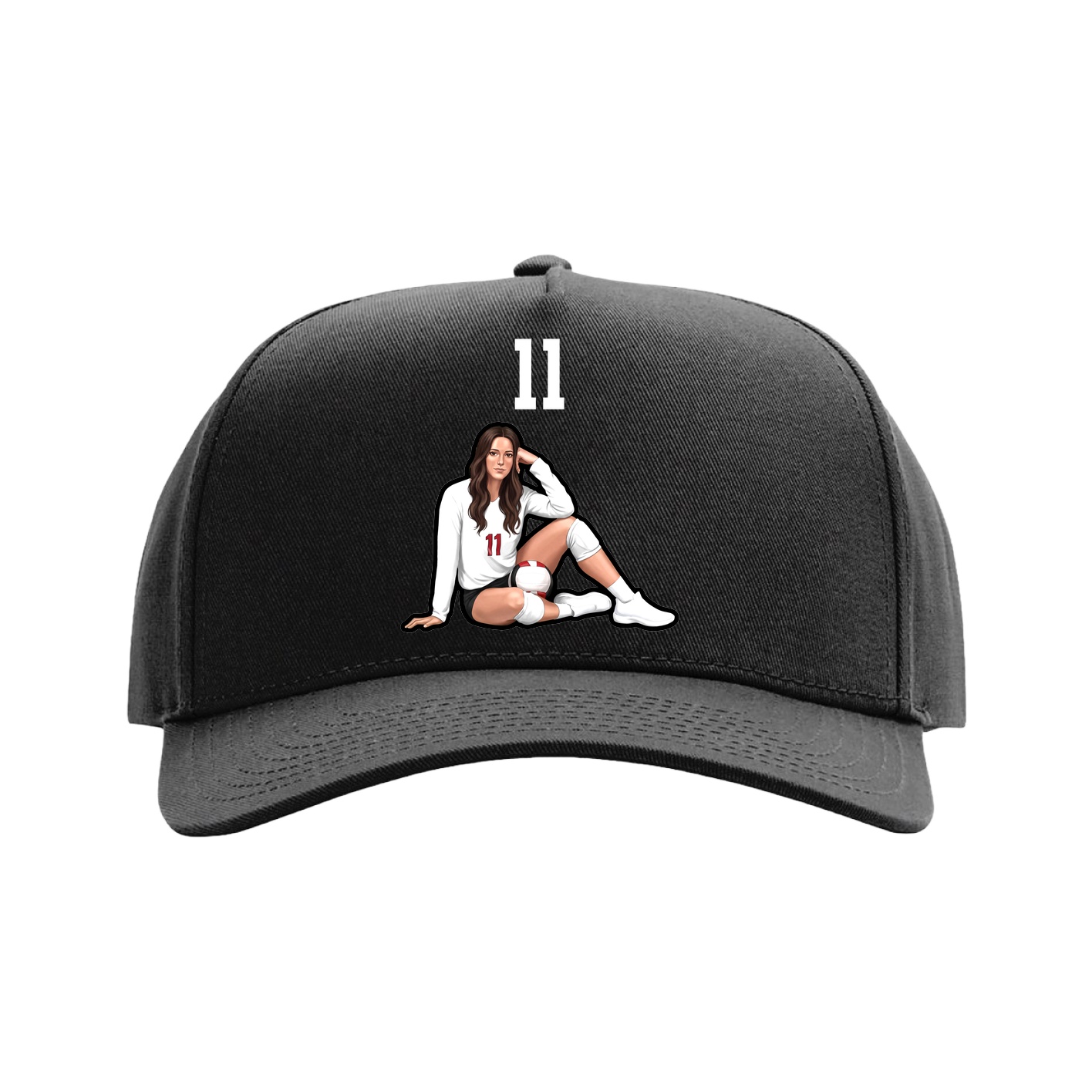 Full Fabric Five-Panel Champ Cap — Number Top in Black
