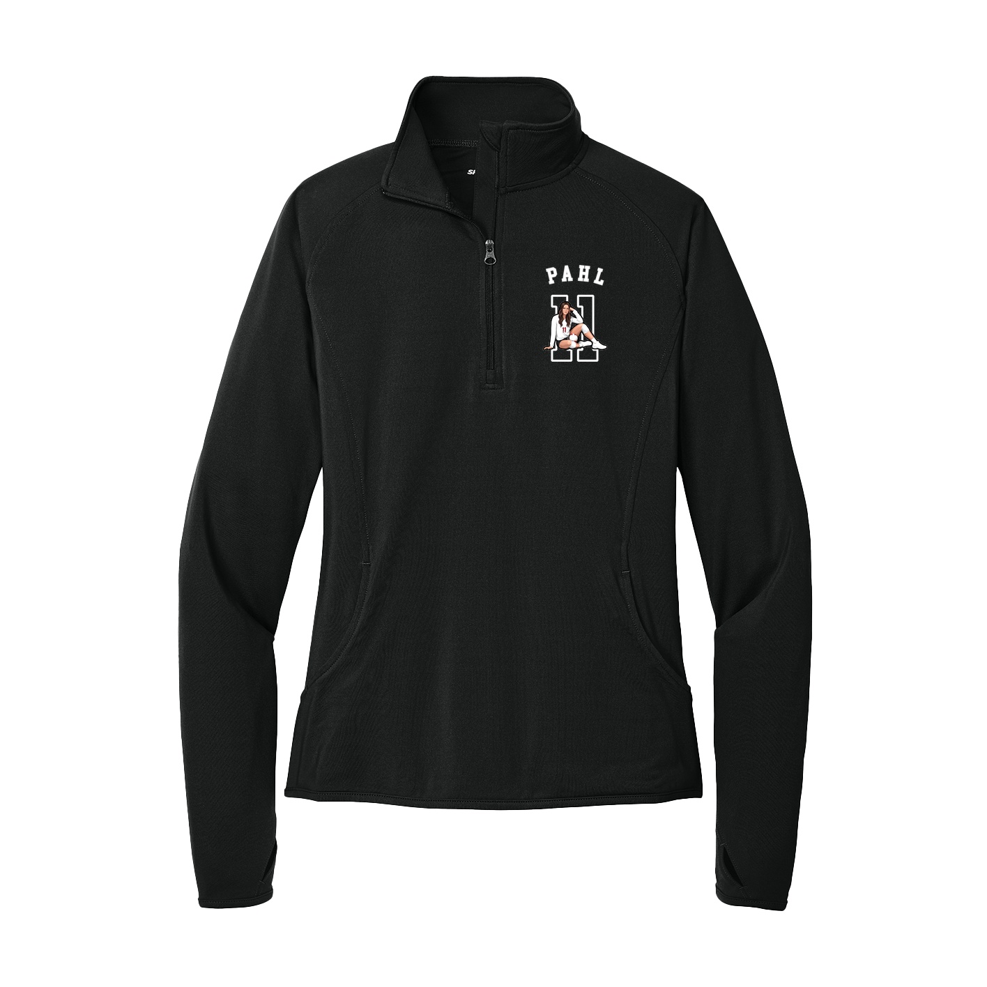 Women's Q-Zip Pullover — Shirsey Arch in Black