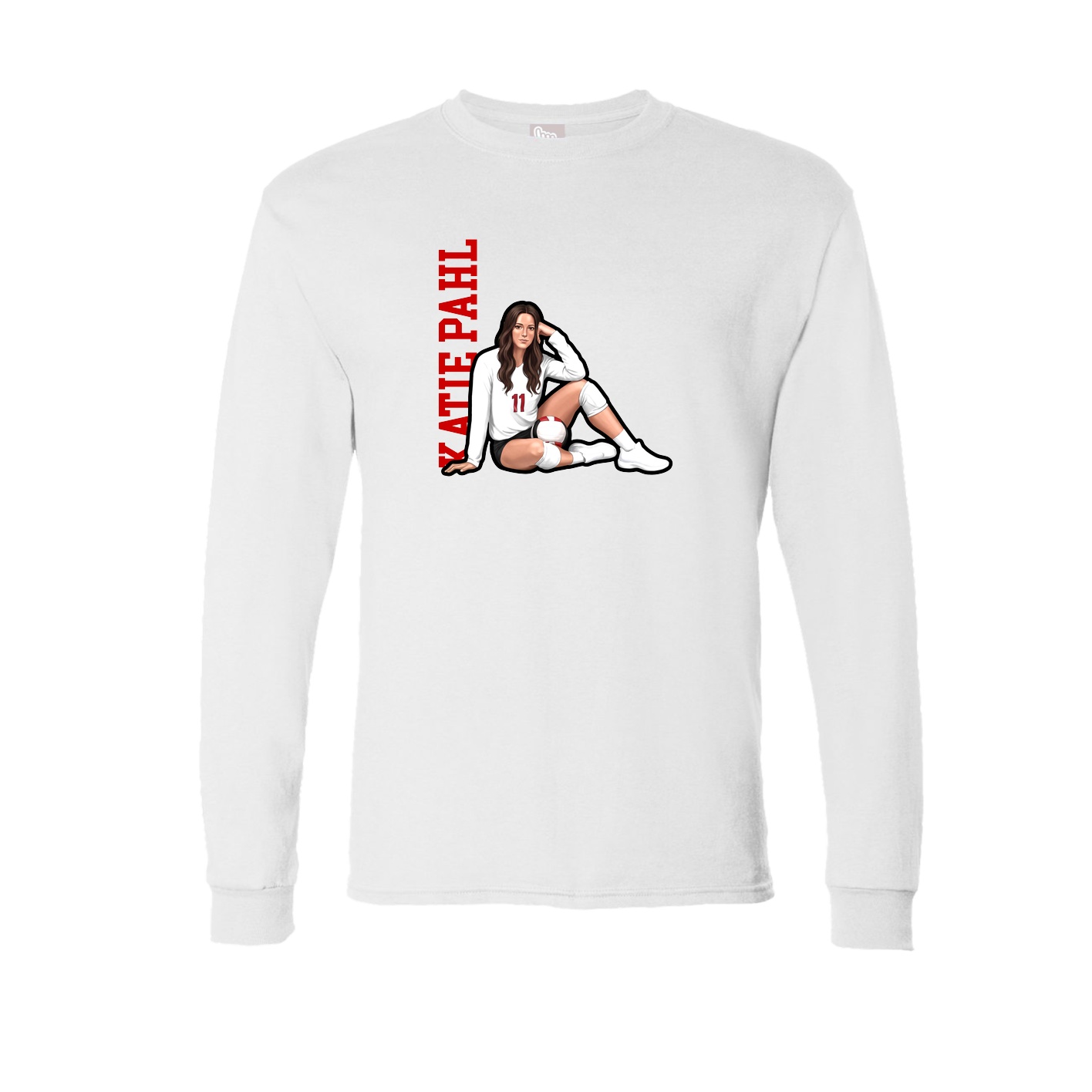Long Sleeve Tee — Name Vertical in White