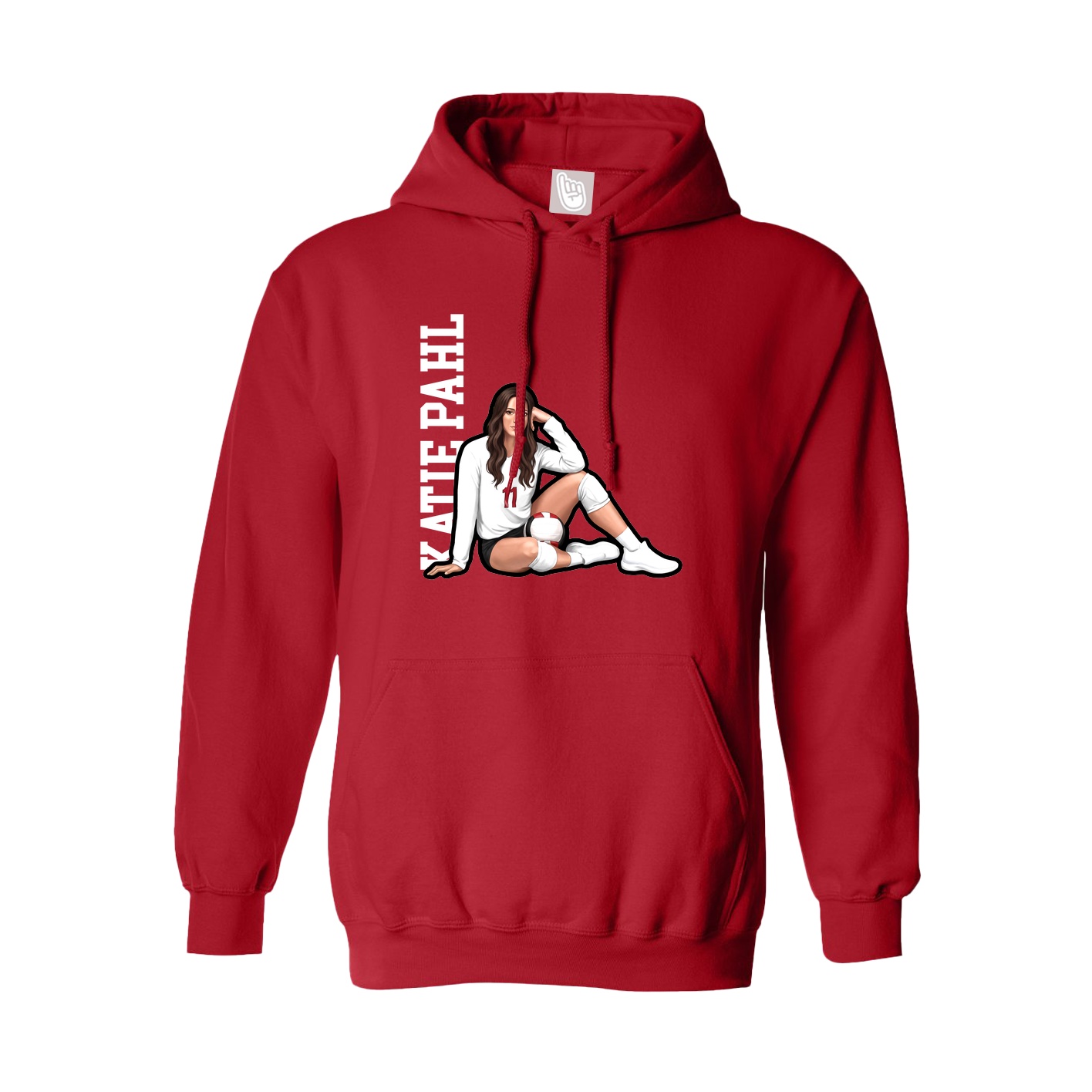 Hoodie — Name Vertical in Red