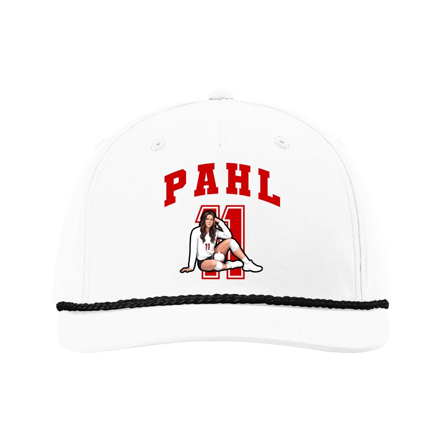 Five-Panel Classic Rope Cap — Number in White