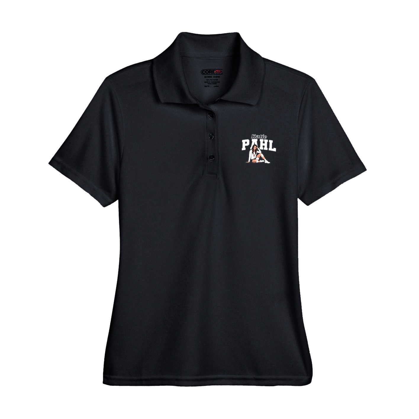 Womens Performance Polo — Name Arch in Black