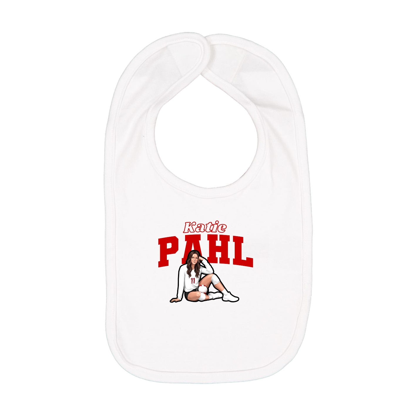 Infant Bib — Name Arch in White