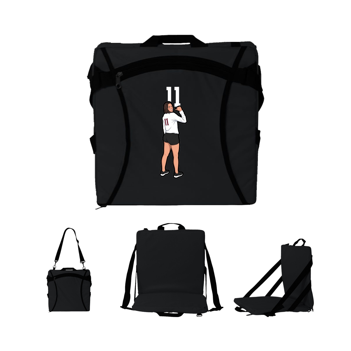 Folding Stadium Seat — Number Top in Black
