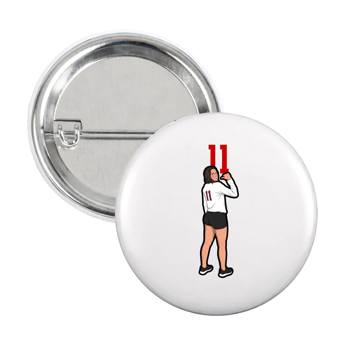 Game Day Button — Number Top in White