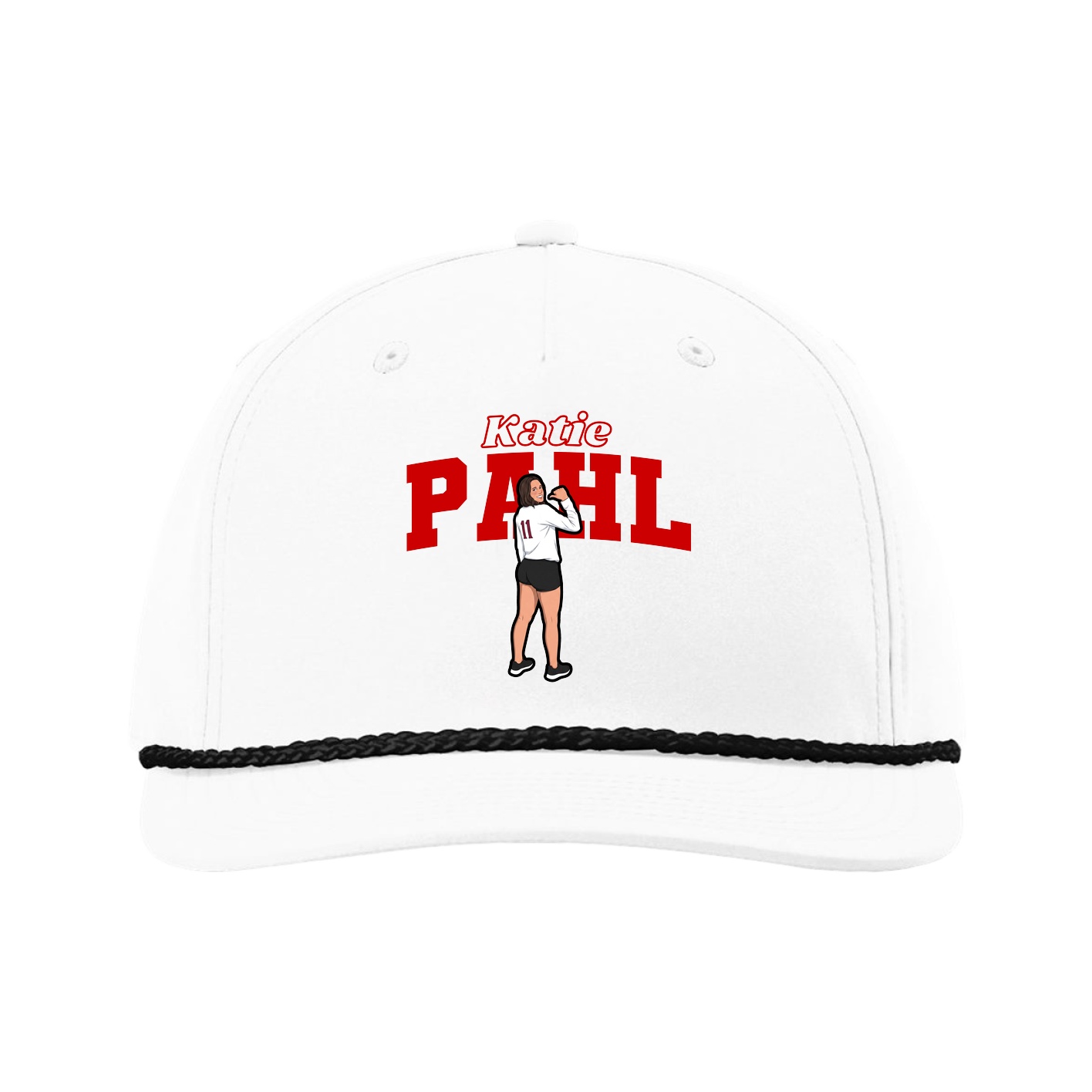 Five-Panel Classic Rope Cap — Name Arch in White