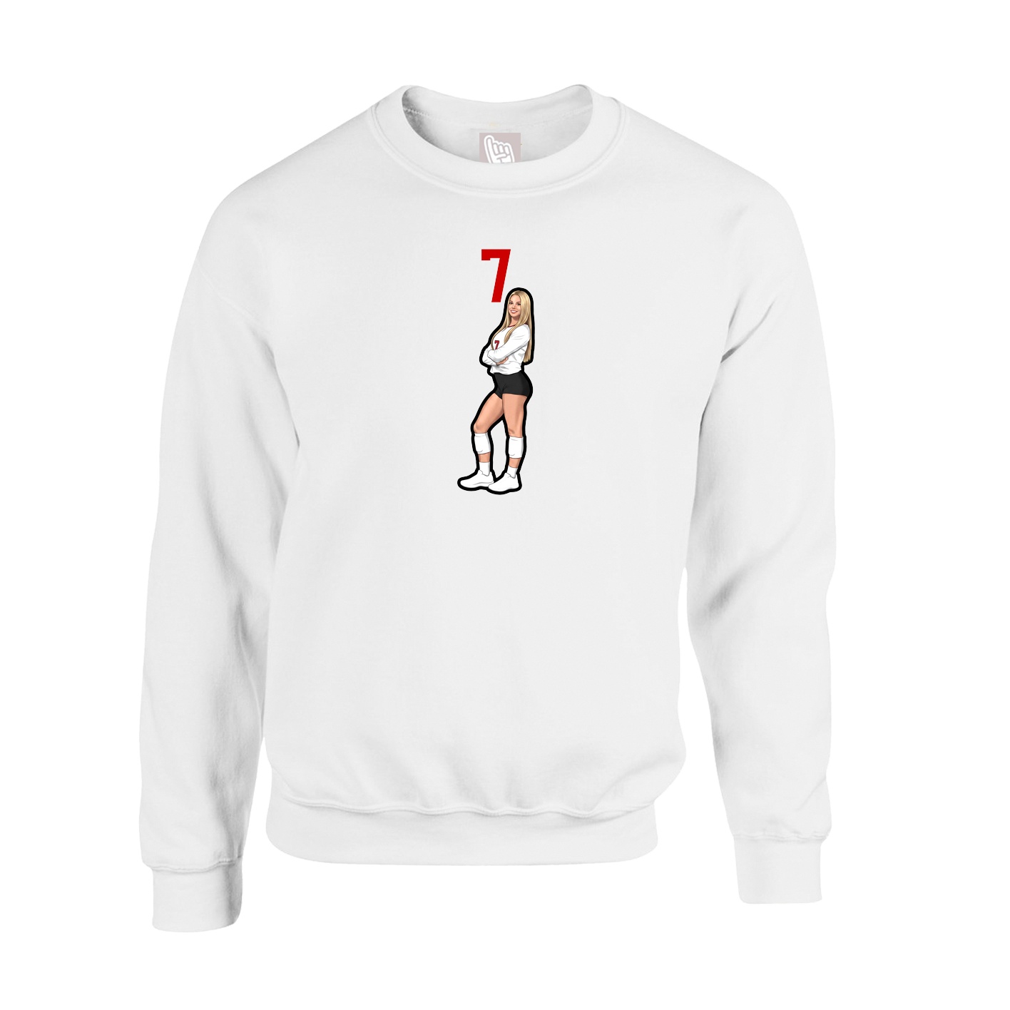 Fleece Crew — Number Top in White