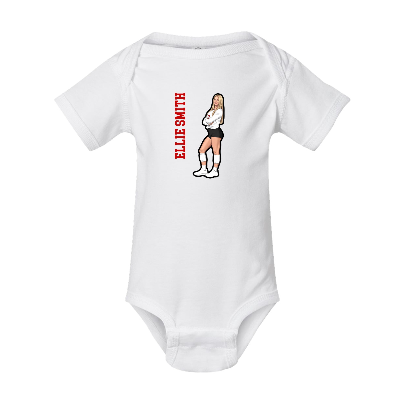 Baby Onesie — Name Vertical in White