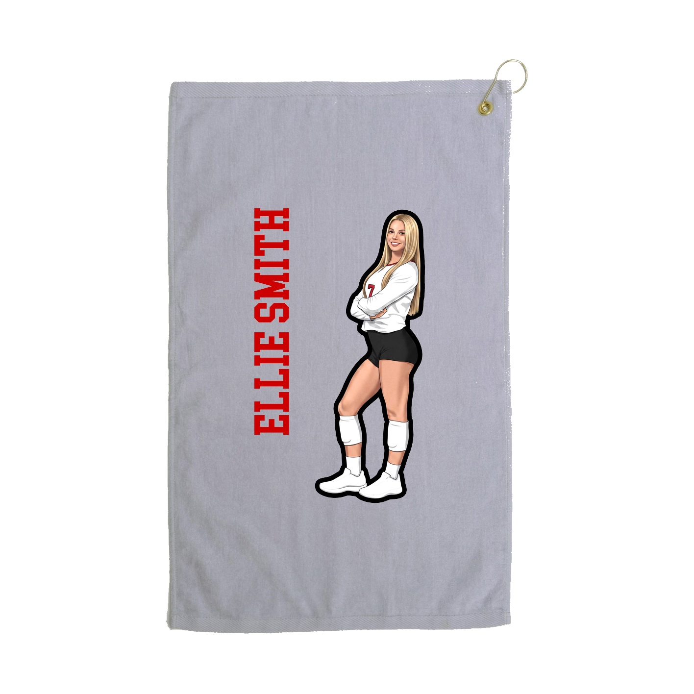 Golf Towel — Name Vertical in Grey