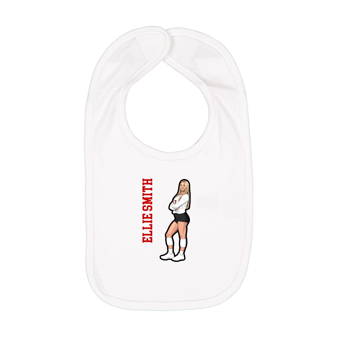 Infant Bib — Name Vertical in White