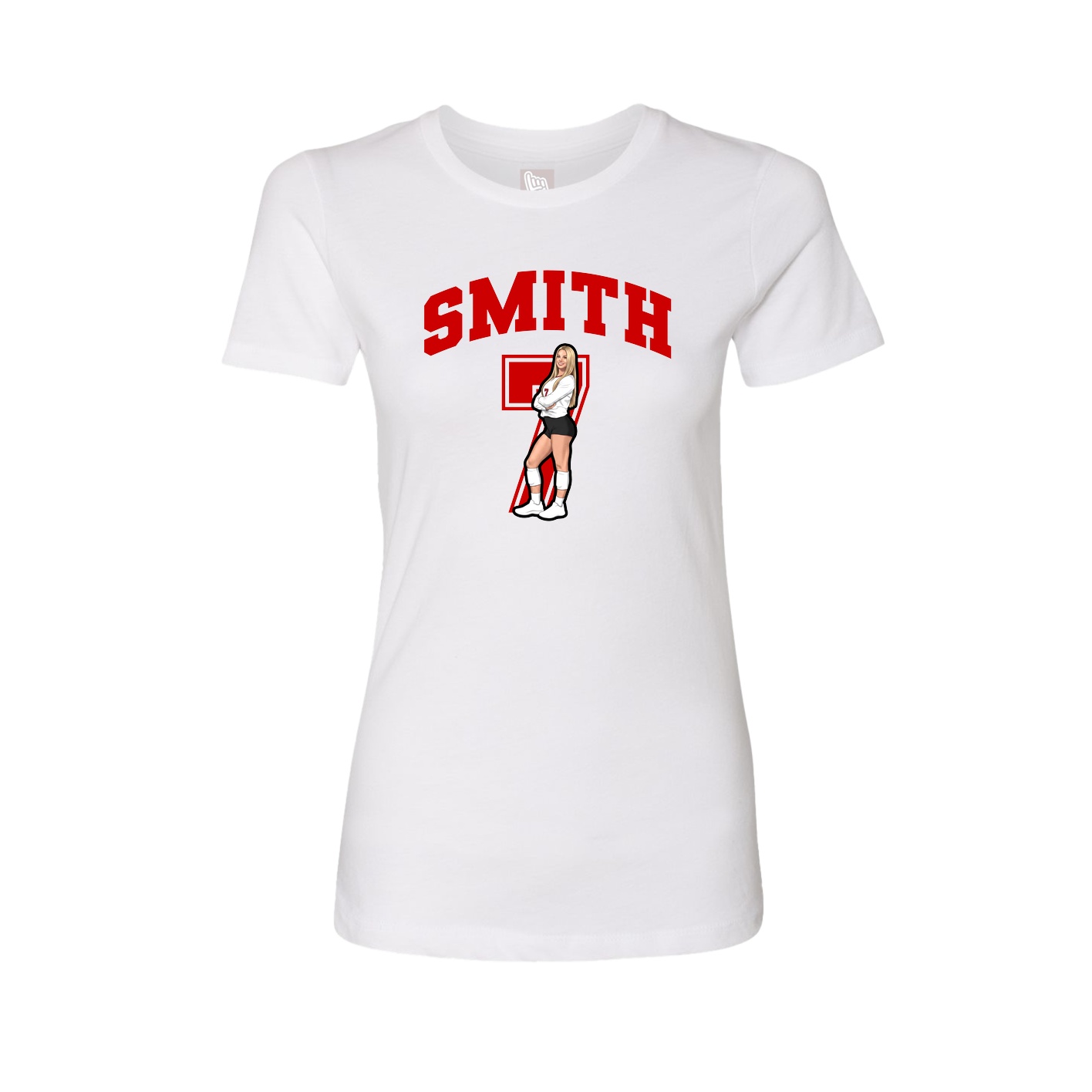 Fitted Women's Tee — Number in White