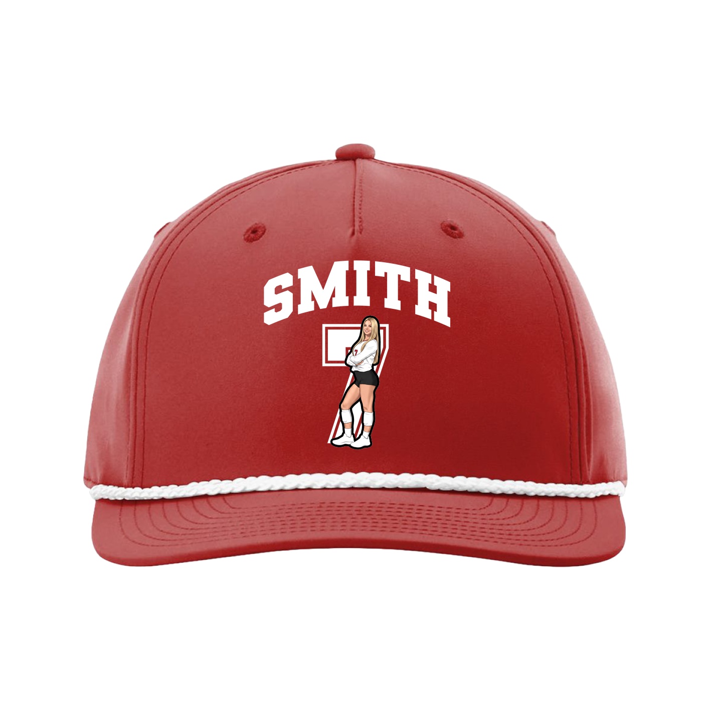 Five-Panel Classic Rope Cap — Number in Red