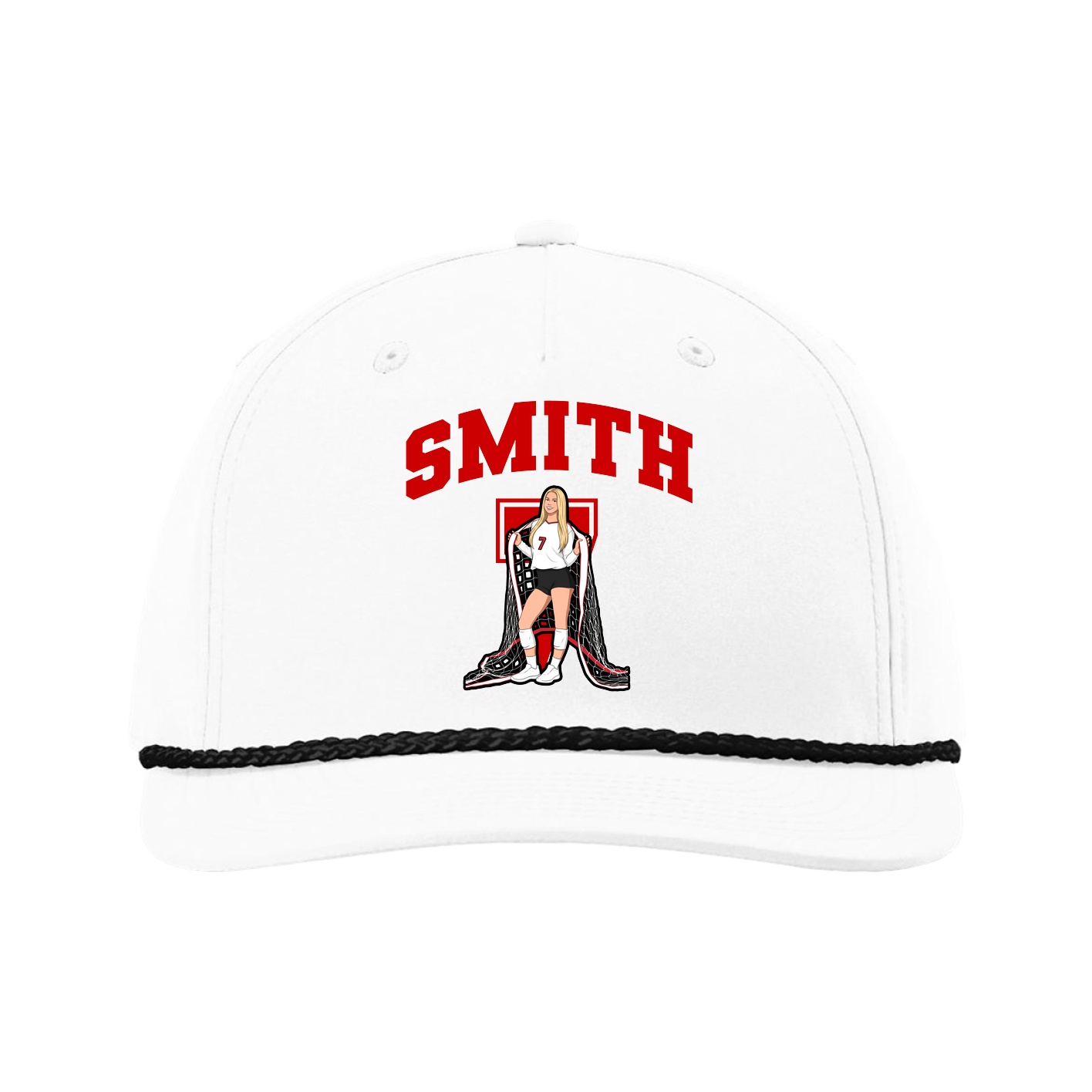 Five-Panel Classic Rope Cap — Number in White