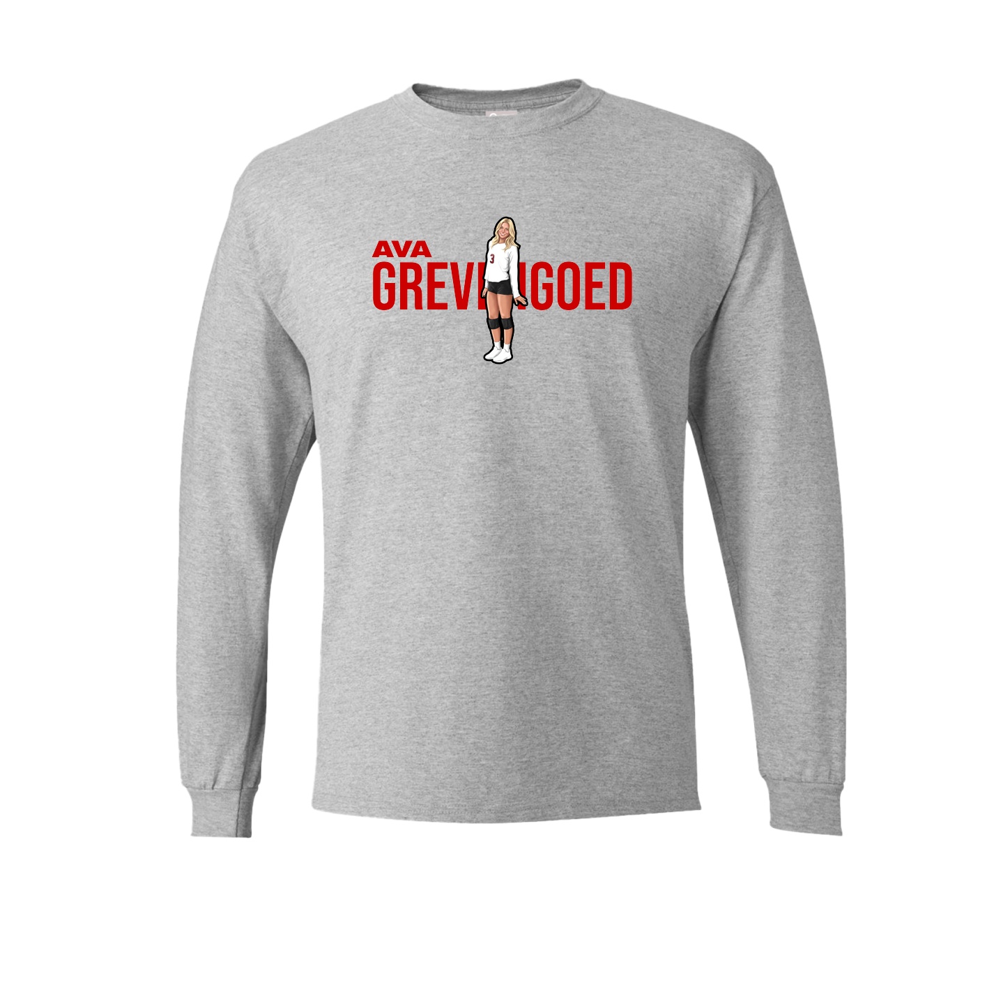 Long Sleeve Tee — Player Name in Grey