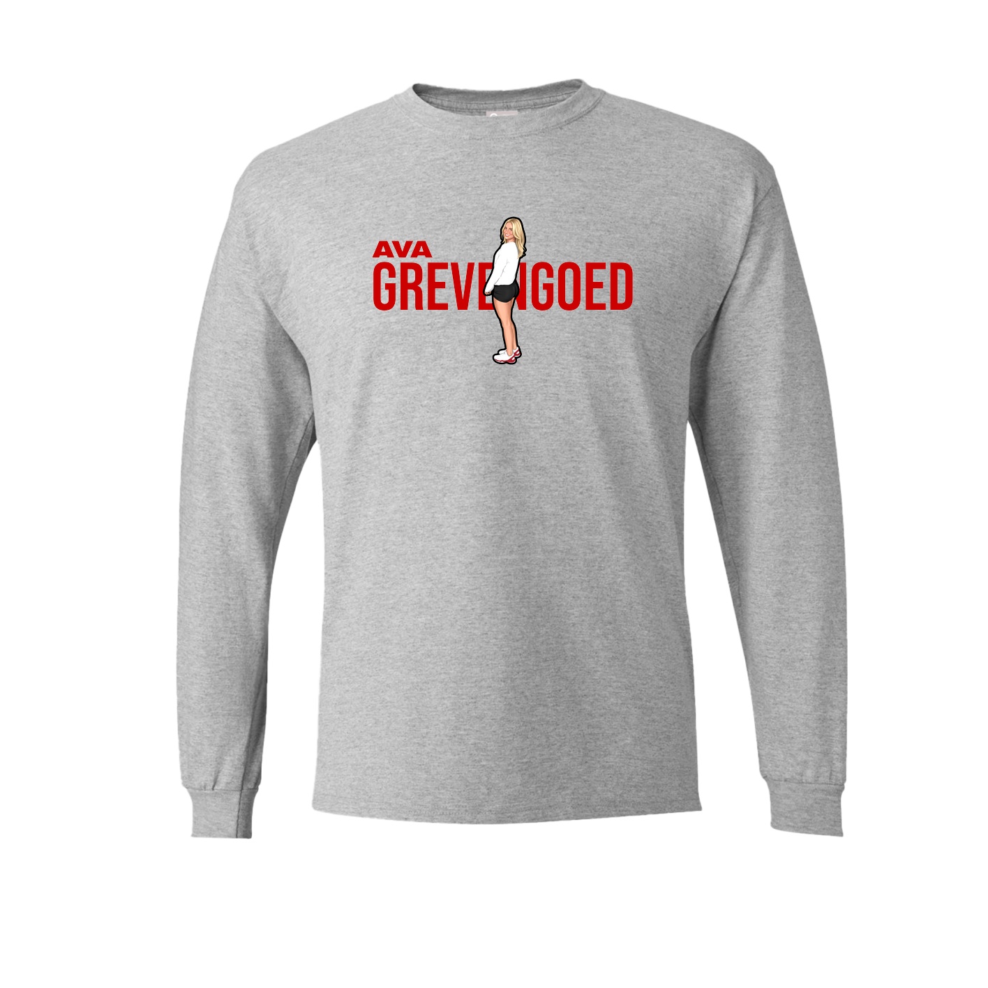 Long Sleeve Tee — Player Name in Grey