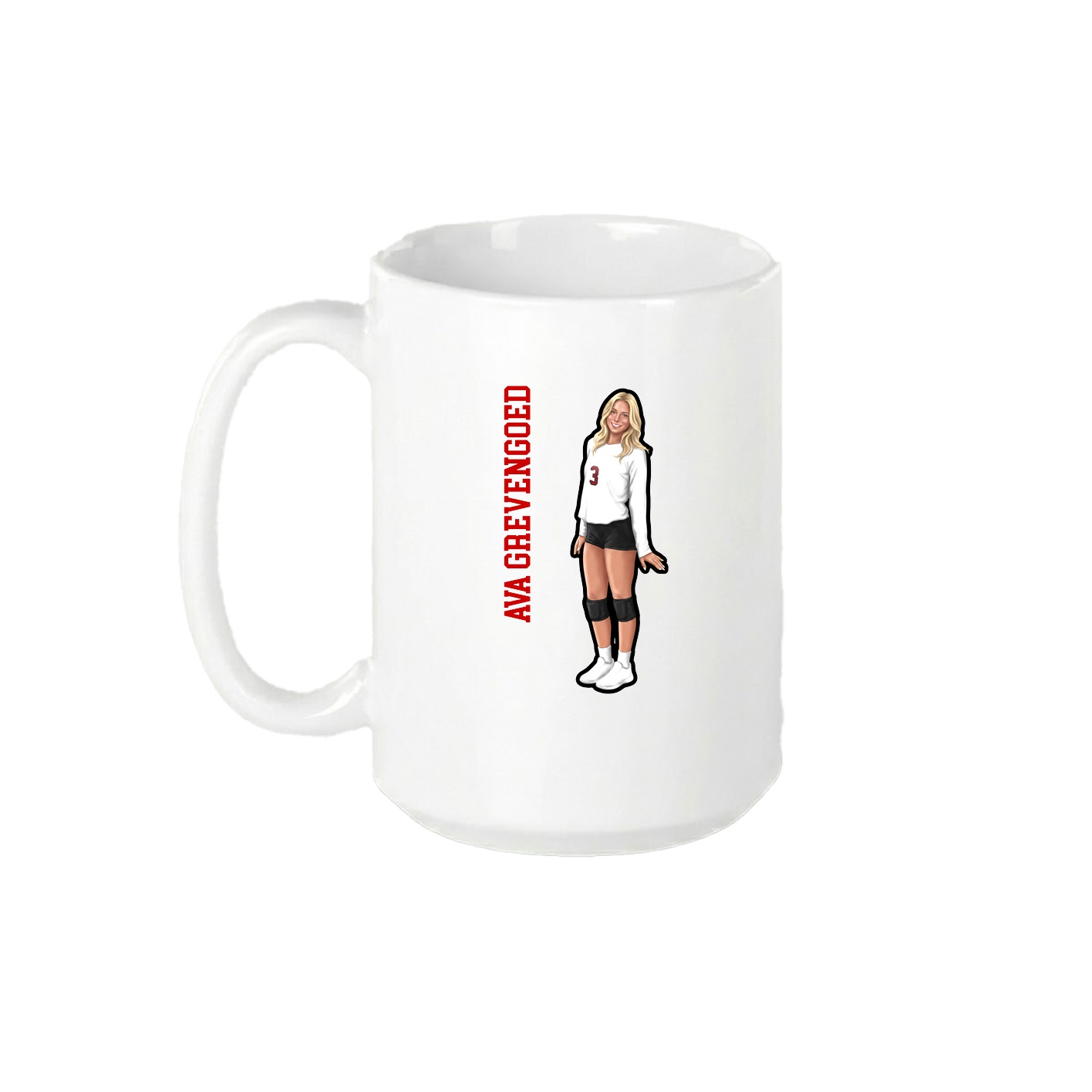 15oz Coffee Mug — Name Vertical in White