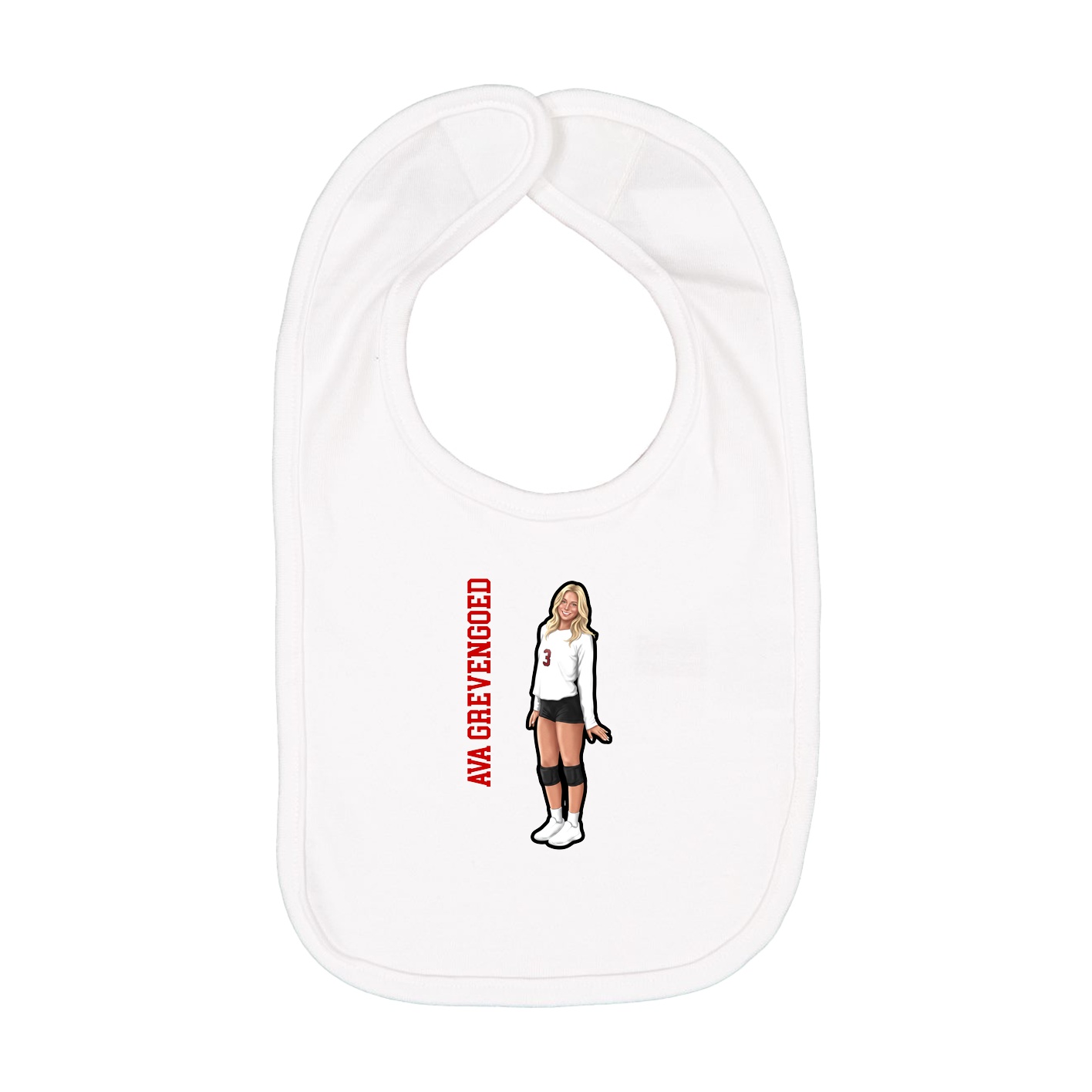 Infant Bib — Name Vertical in White