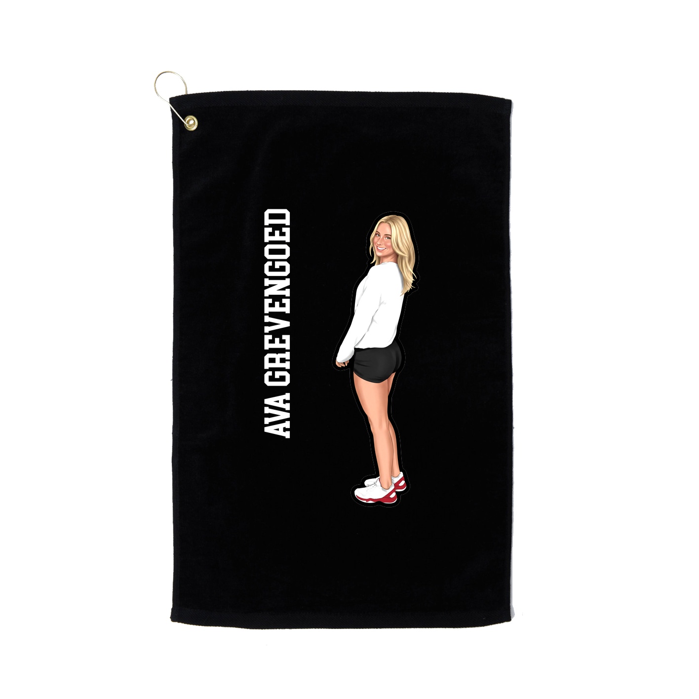 Golf Towel — Name Vertical in Black