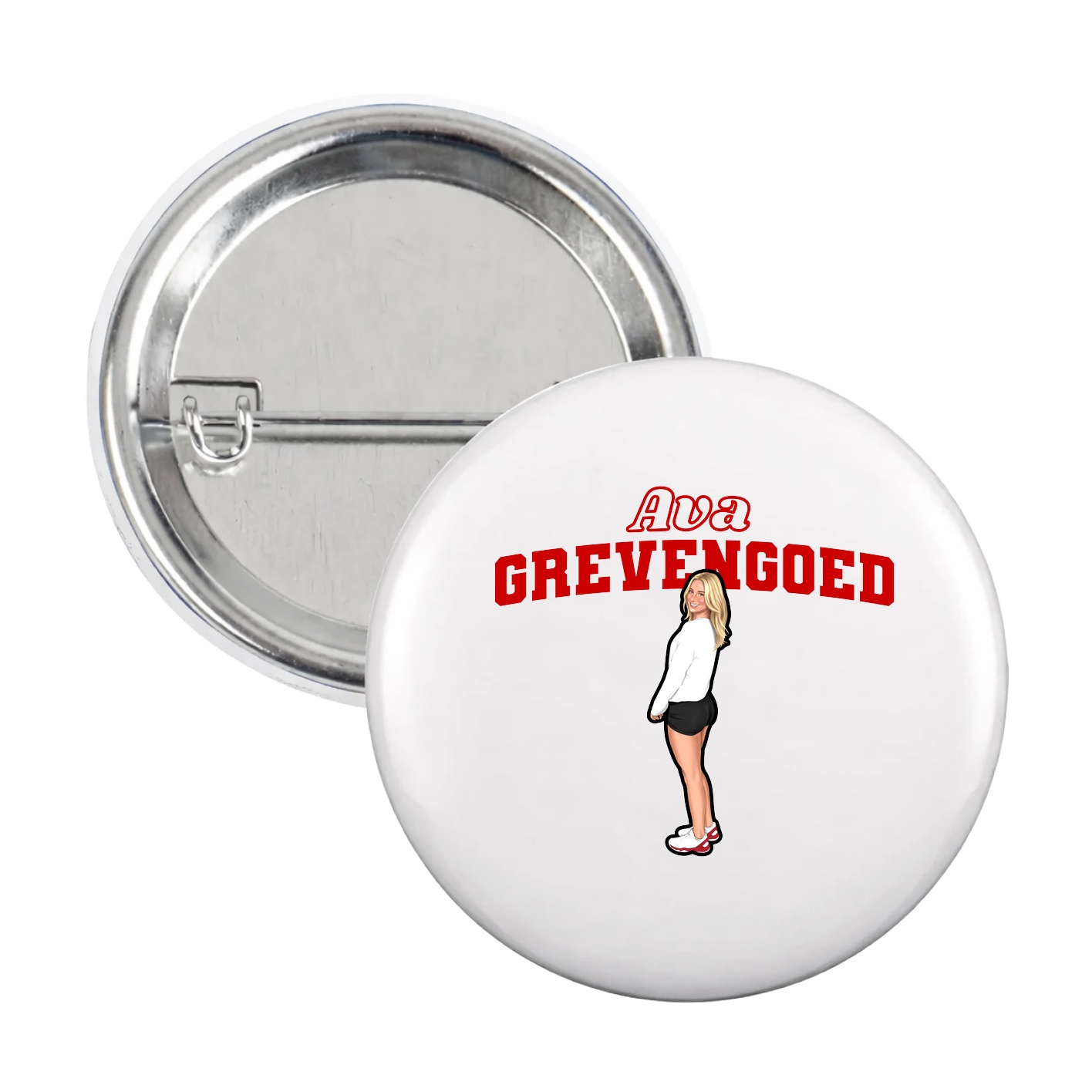 Game Day Button — Name Arch in White