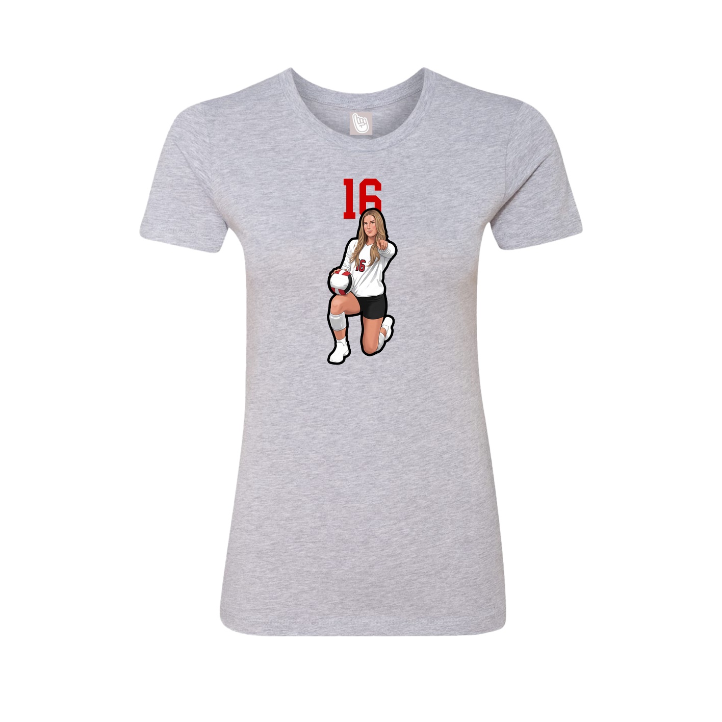 Fitted Women's Tee — Number Top in Grey