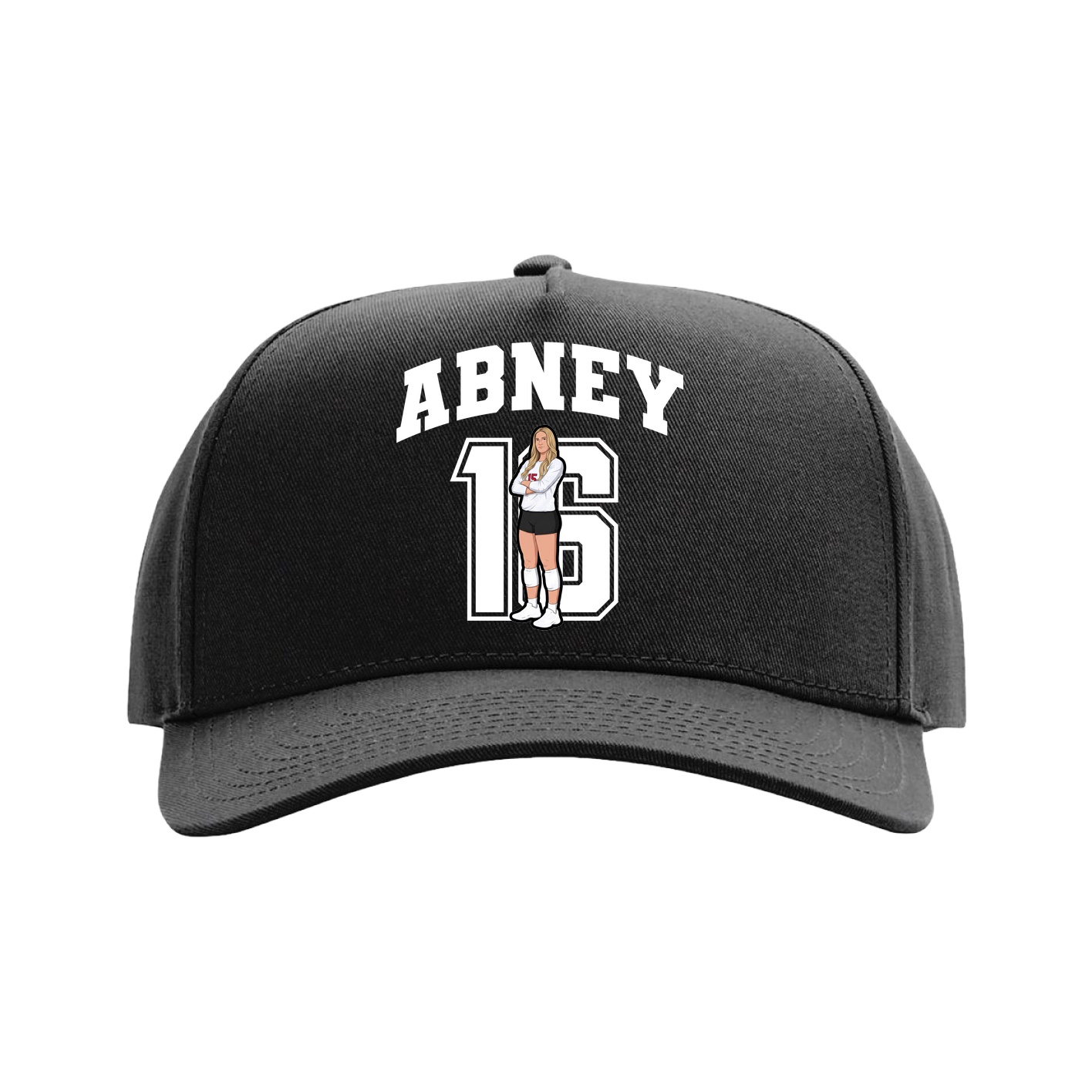 Full Fabric Five-Panel Champ Cap — Number in Black