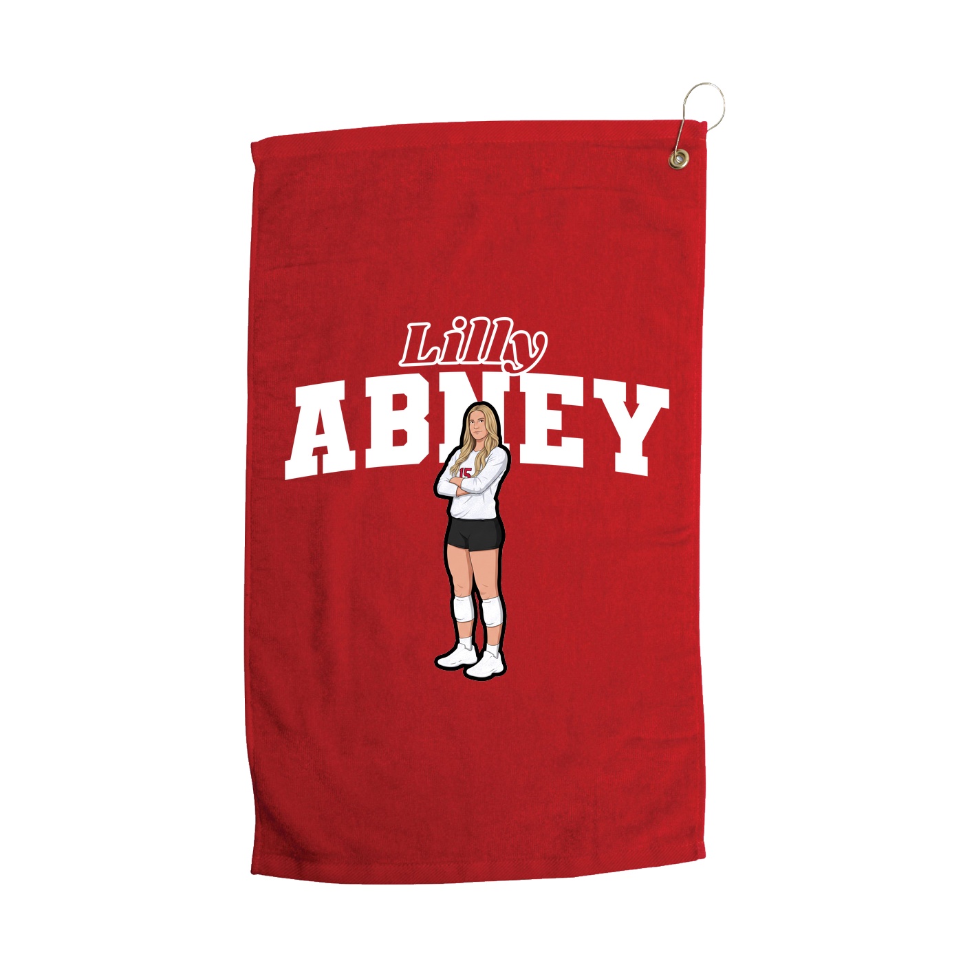 Golf Towel — Name Arch in Red