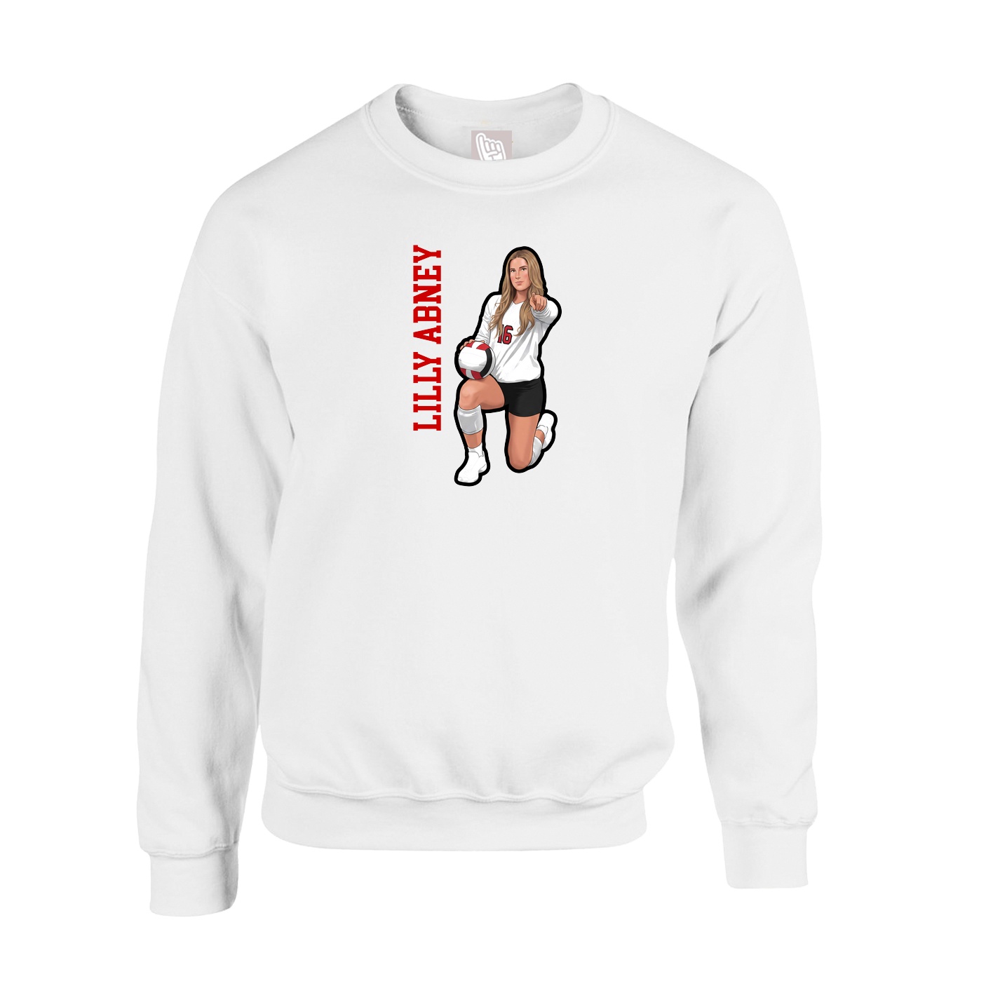 Fleece Crew — Name Vertical in White