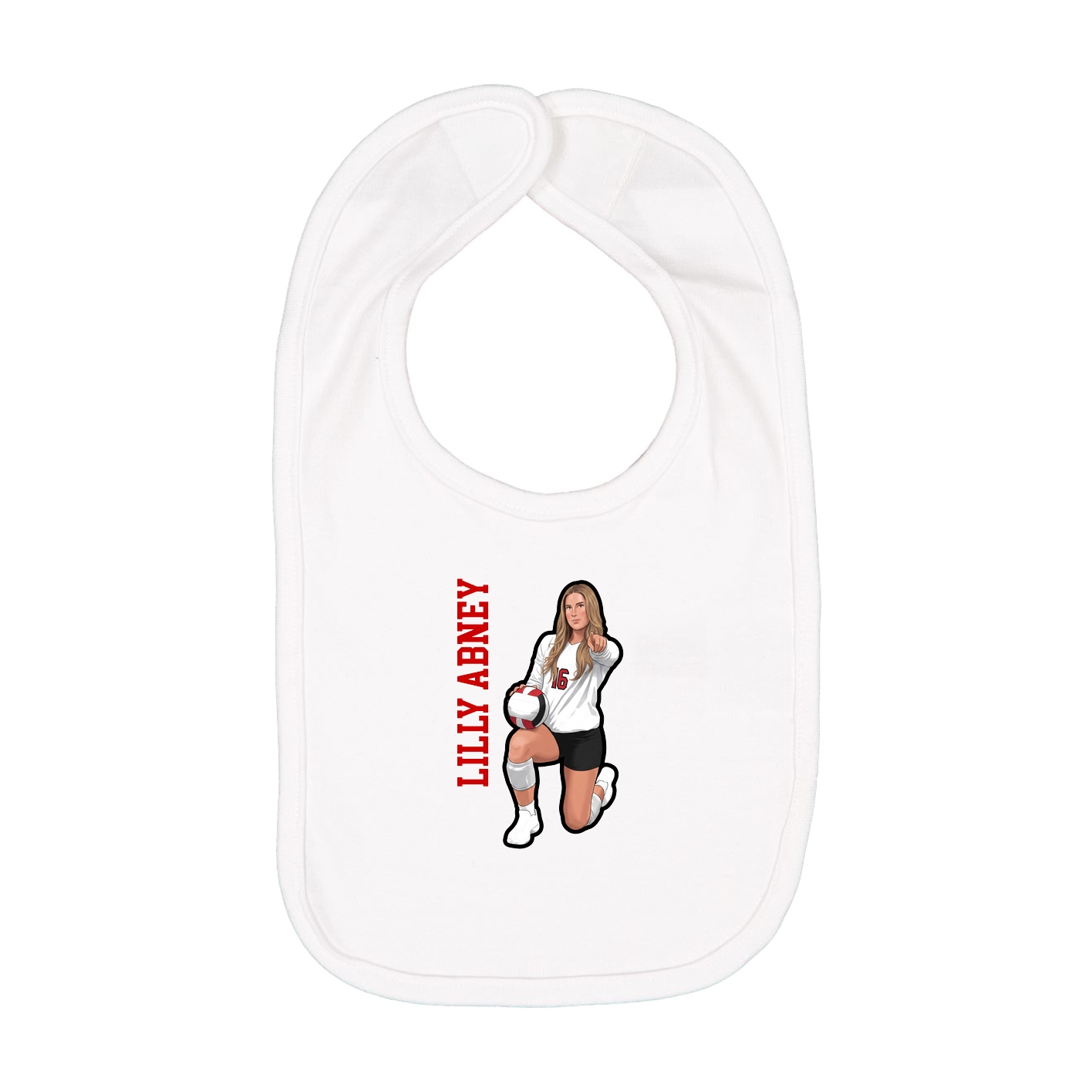 Infant Bib — Name Vertical in White