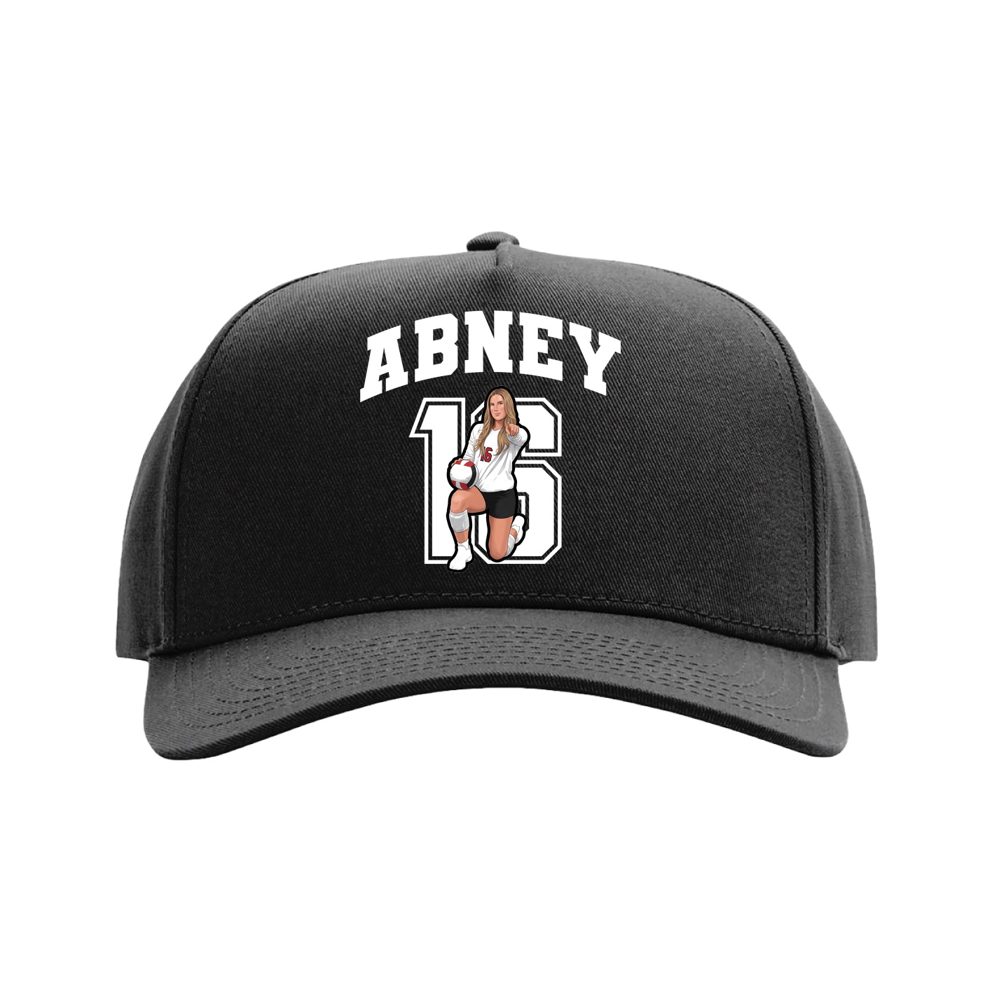 Full Fabric Five-Panel Champ Cap — Number in Black