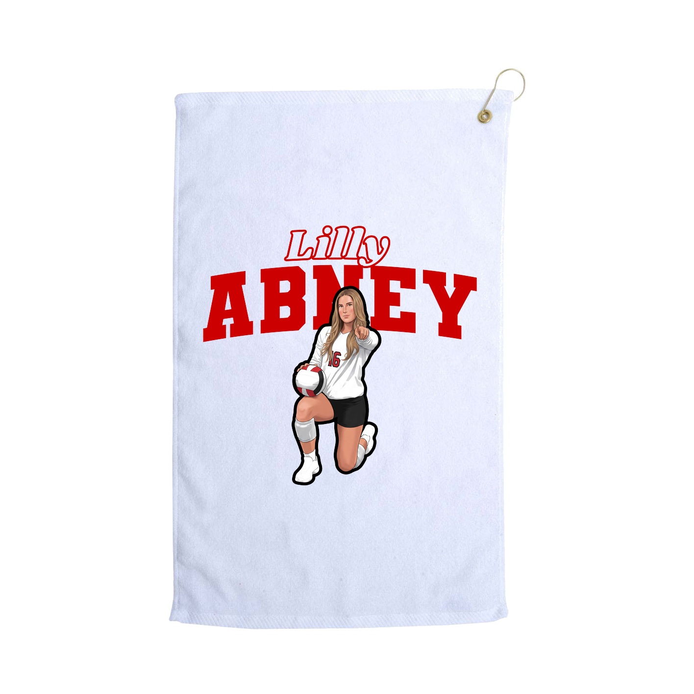 Golf Towel — Name Arch in White
