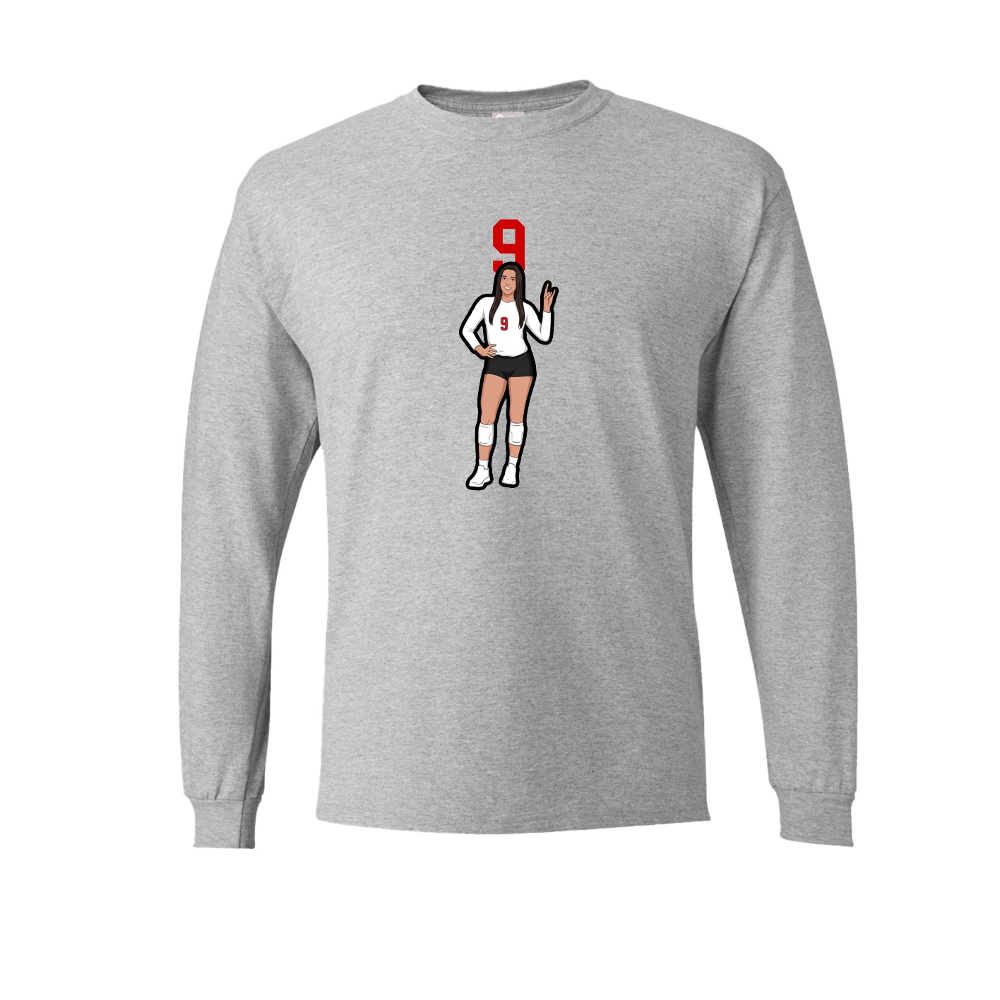 Long Sleeve Tee — Number Top in Grey