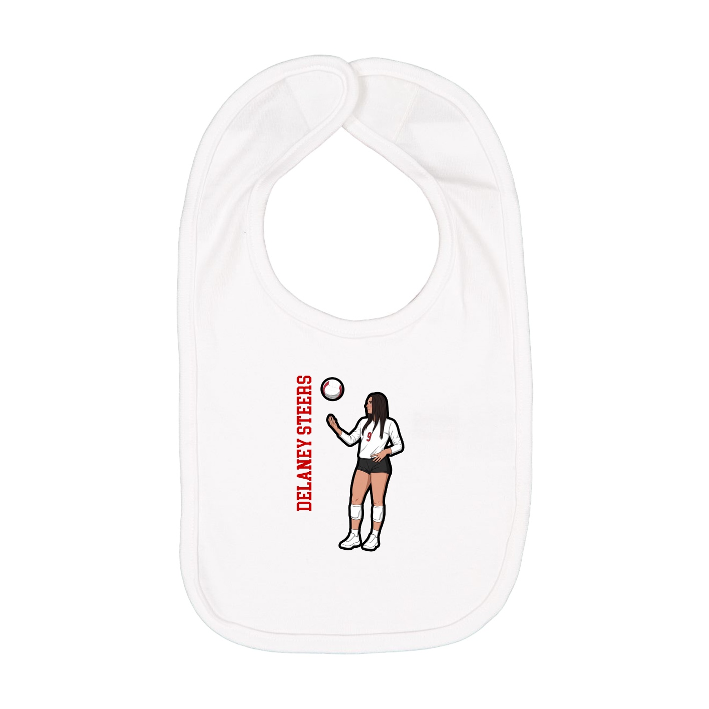 Infant Bib — Name Vertical in White