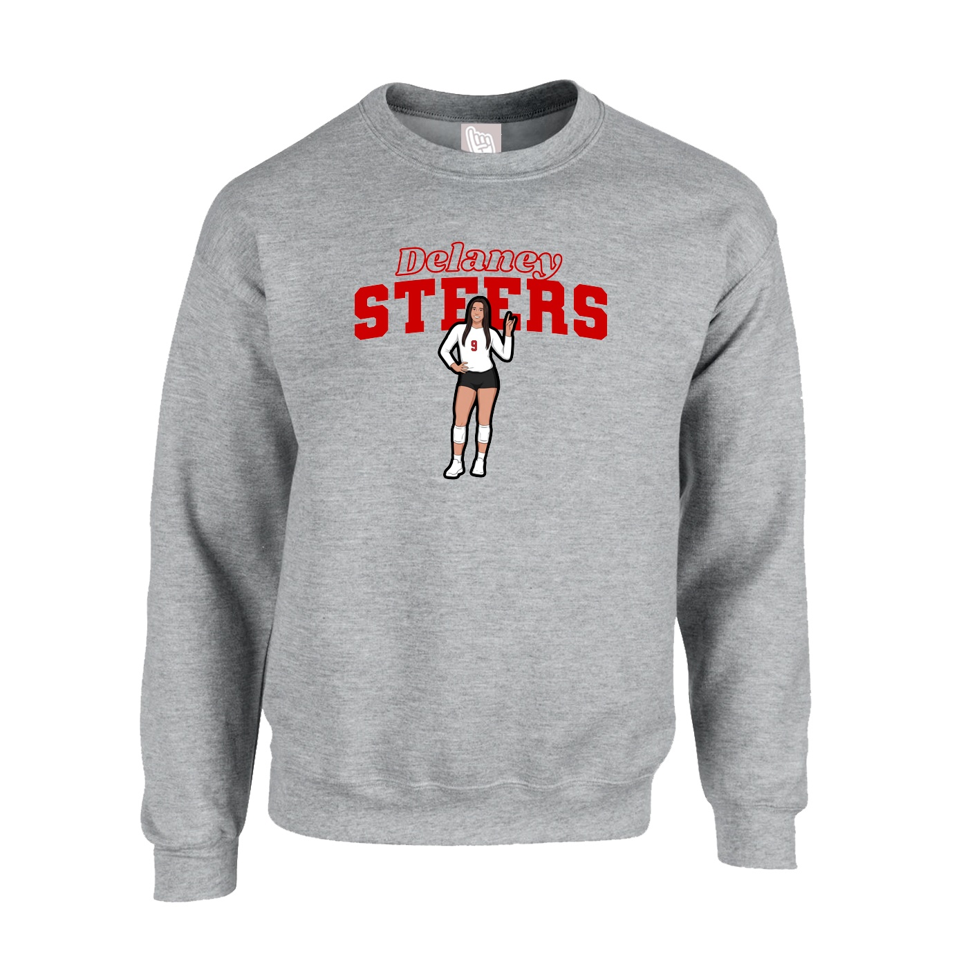 Fleece Crew — Name Arch in Grey