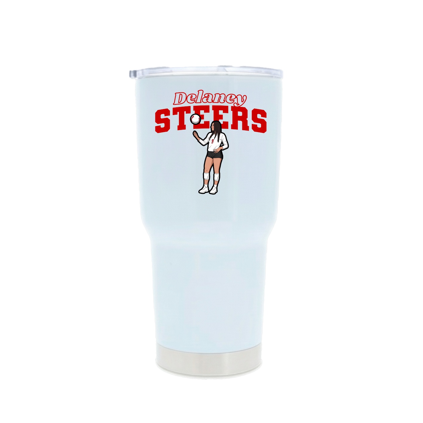 30oz Stainless Steel Tumbler — Name Arch in White