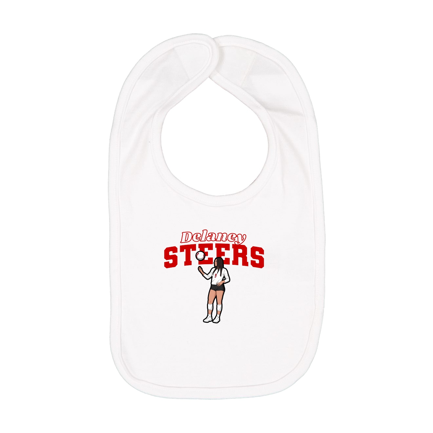 Infant Bib — Name Arch in White