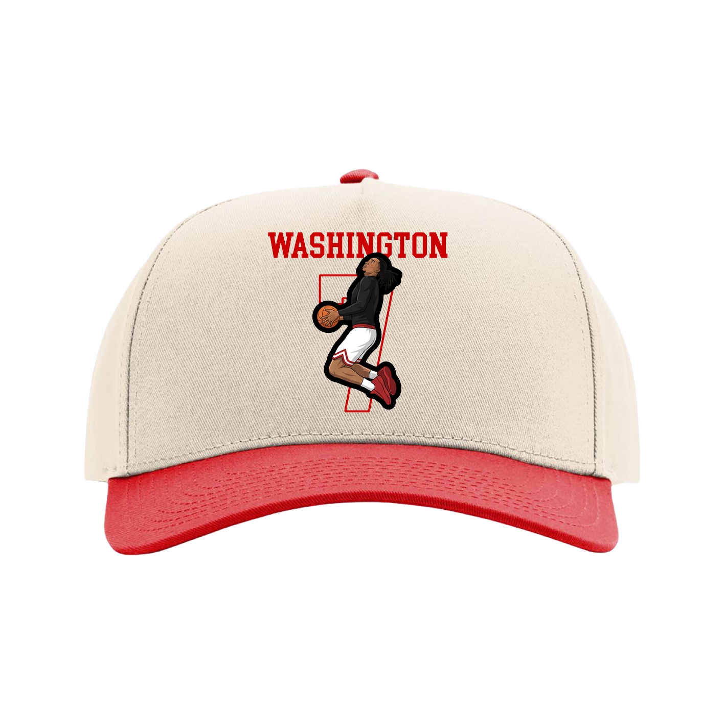 Full Fabric Five-Panel Champ Cap — Shirsey in Cream/Red