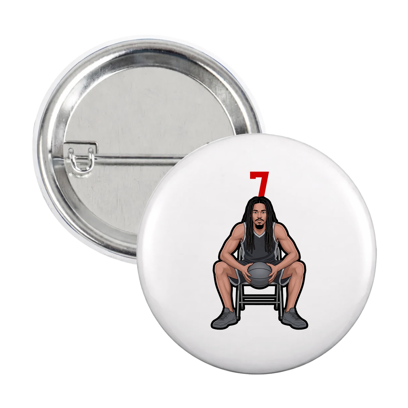 Game Day Button — Number Top in White